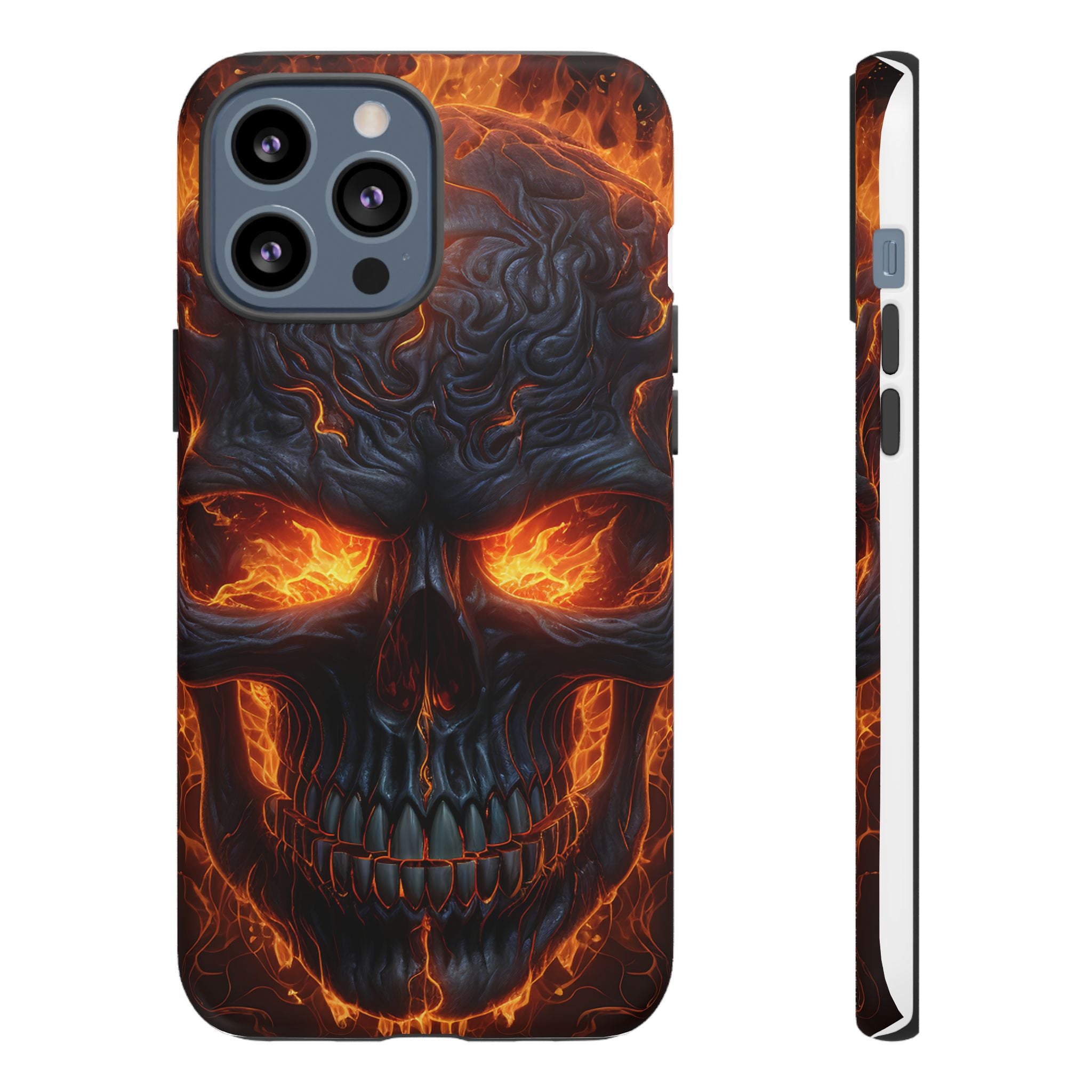 Fiery Skull Hexagon iPhone Case - Rugged Texture