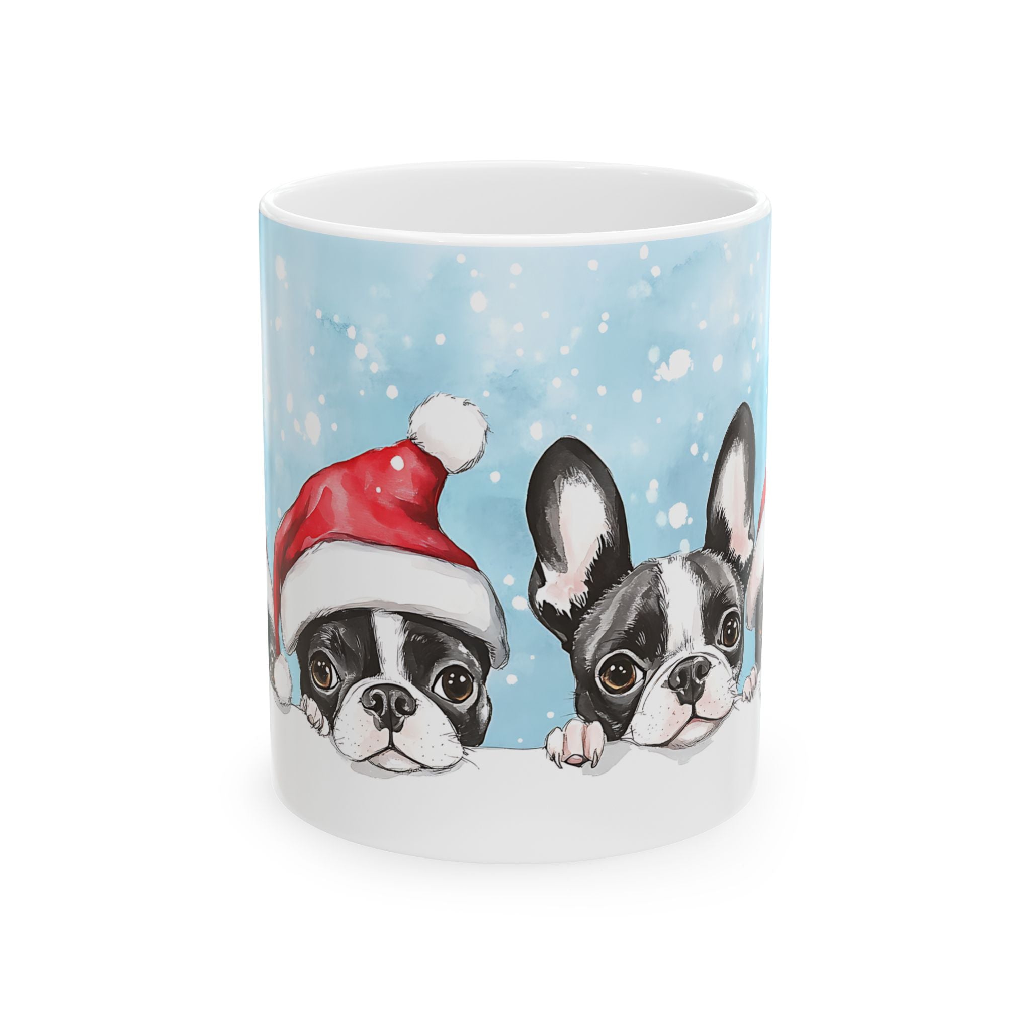 Boston Terrier Puppies Christmas Mug