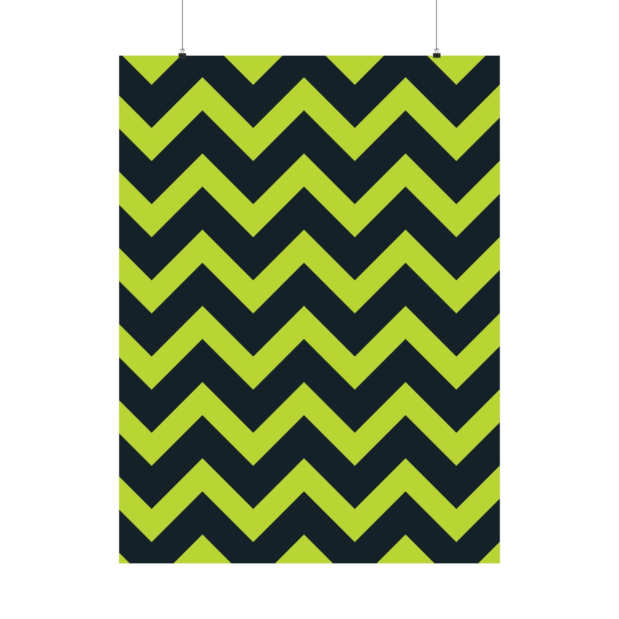 Neon Zigzag Green Geometric Art Poster