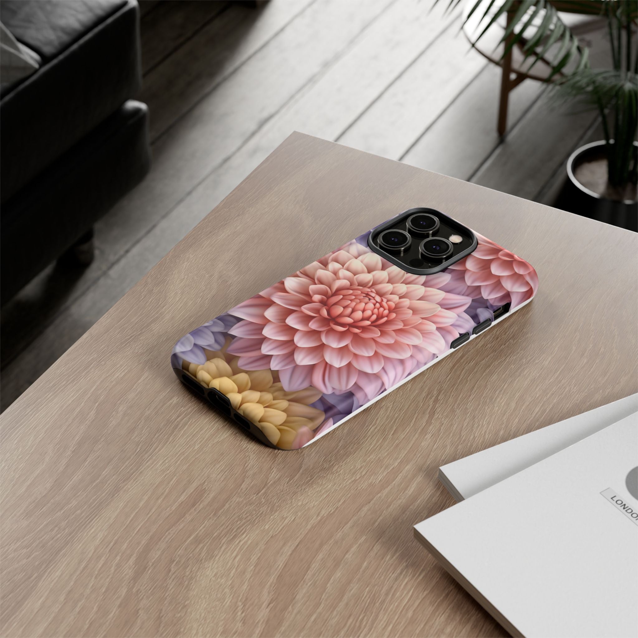 Dahlia Bloom Hexagon Stone iPhone Case