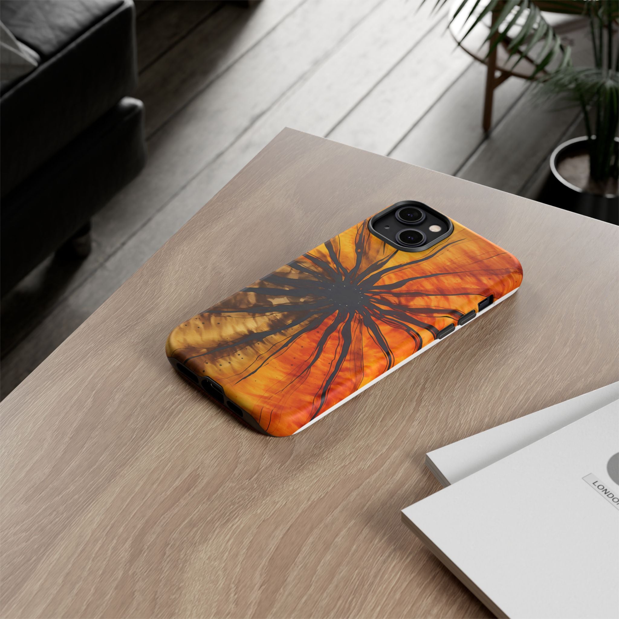 Fiery Sunburst Hexagon iPhone Case