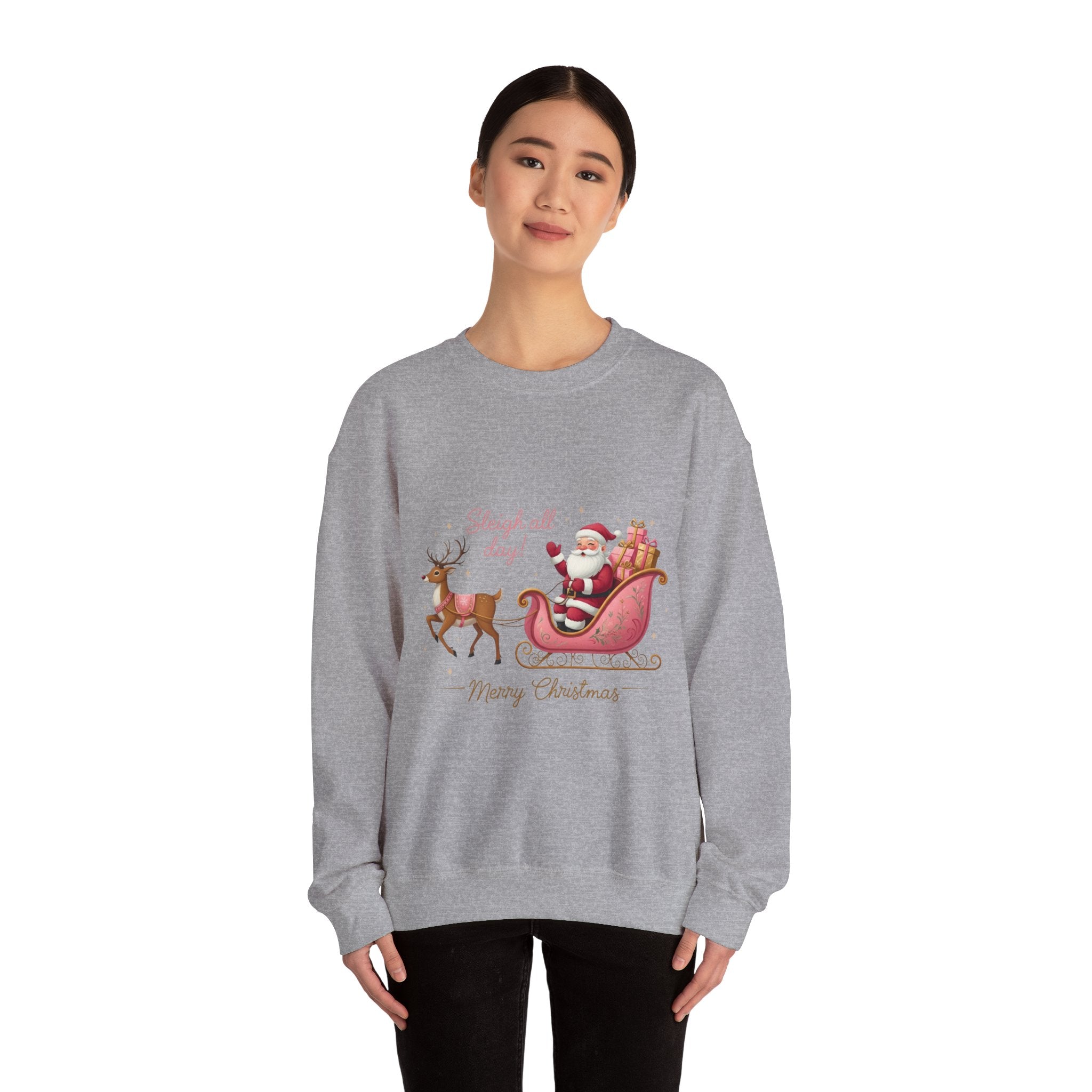 Pink Sleigh Santa Christmas Sweatshirt