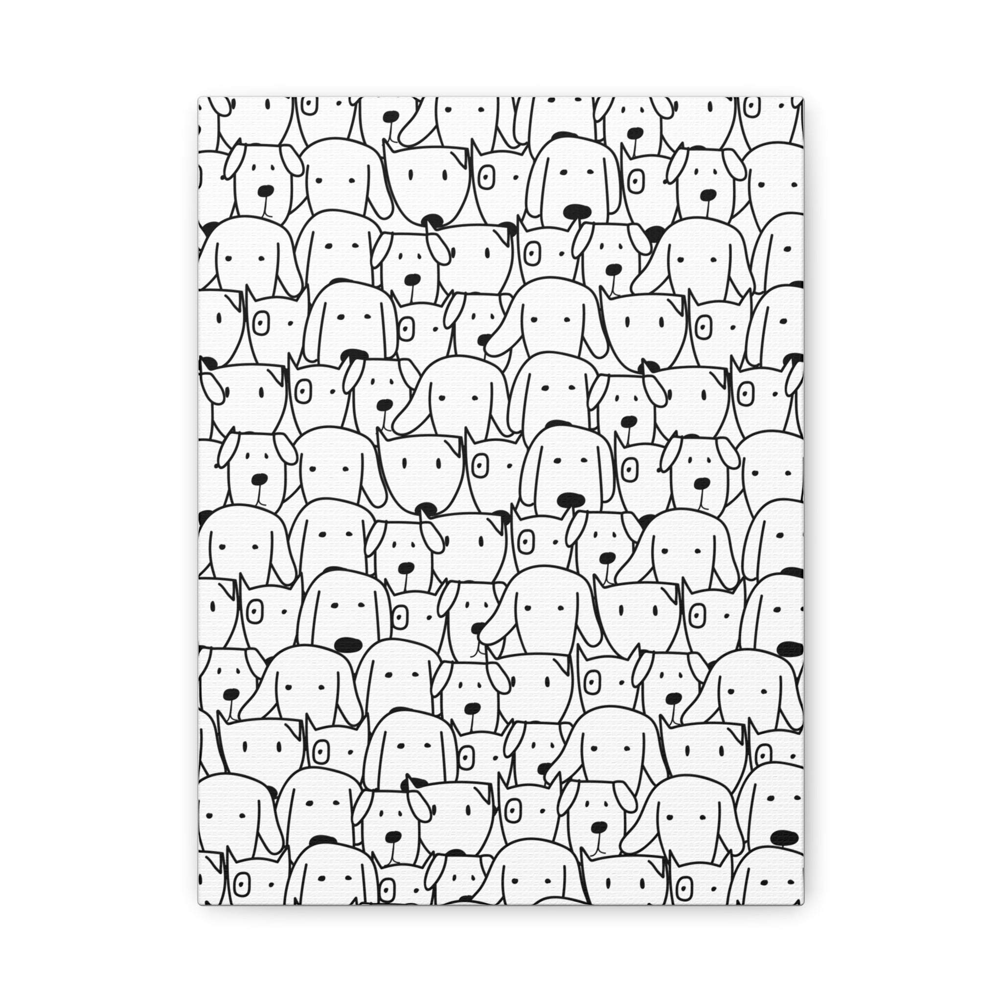 Cute Dog Faces Matte Canvas Art