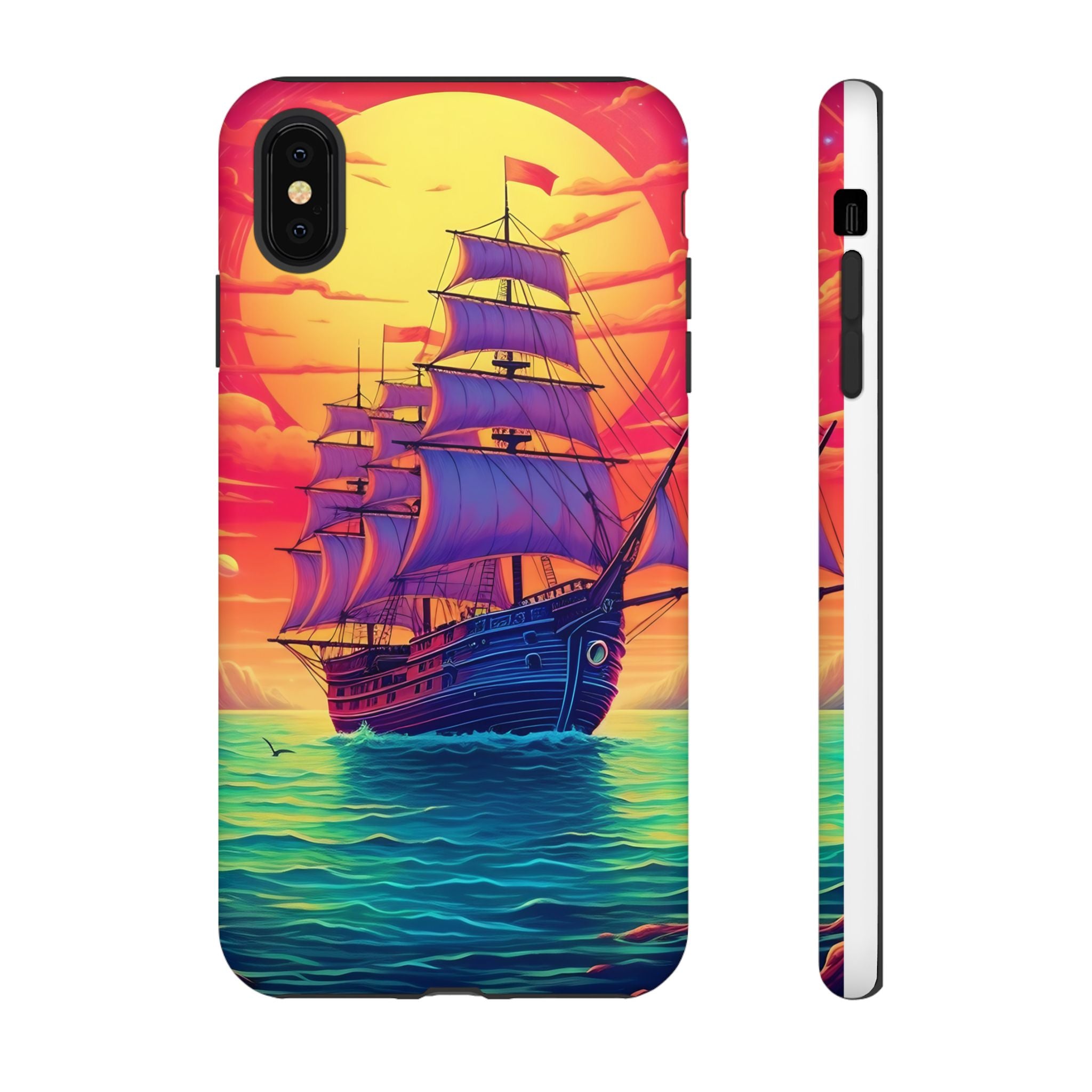 Sunset Galleon Hexagon Stone iPhone Case