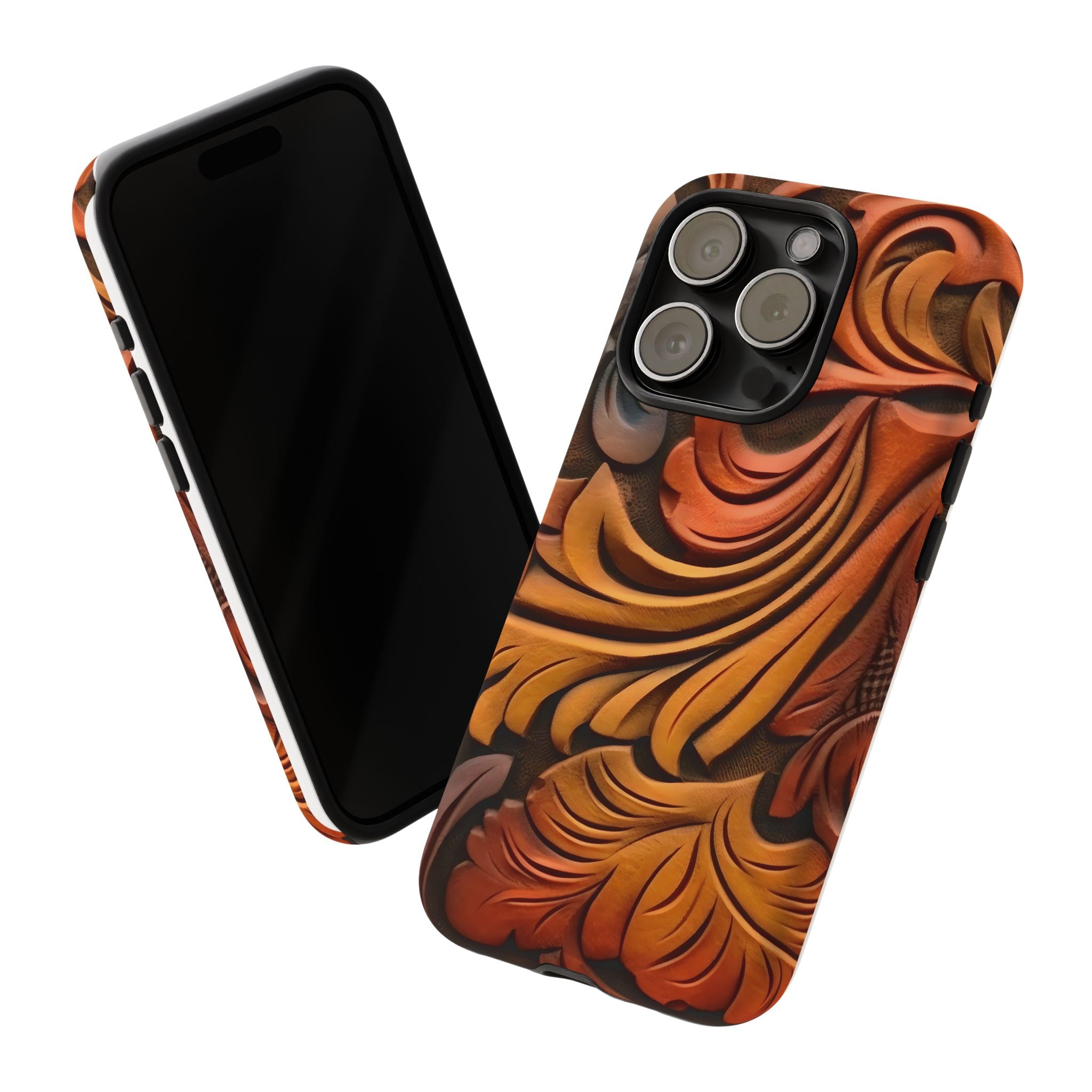 Art Nouveau Leather iPhone Case - Hexagon Stone