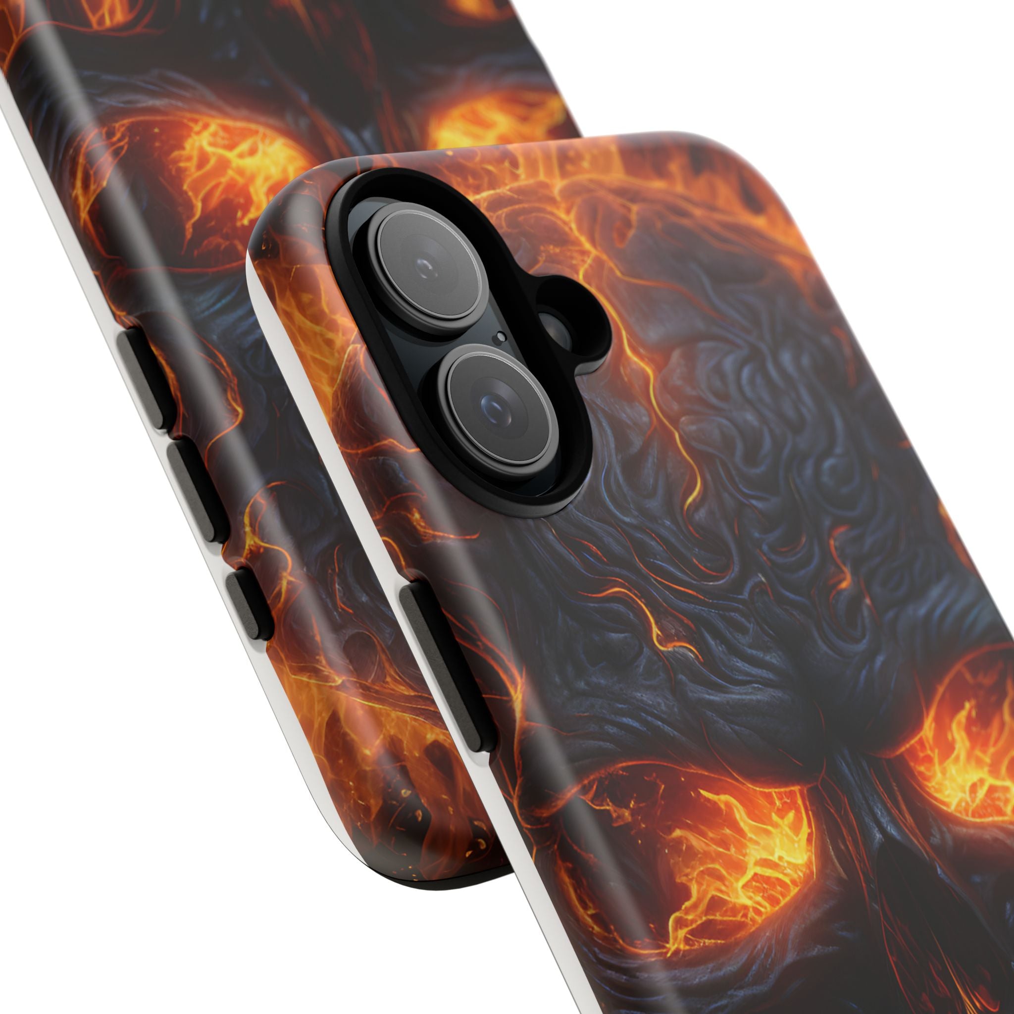 Fiery Skull Hexagon iPhone Case - Rugged Texture