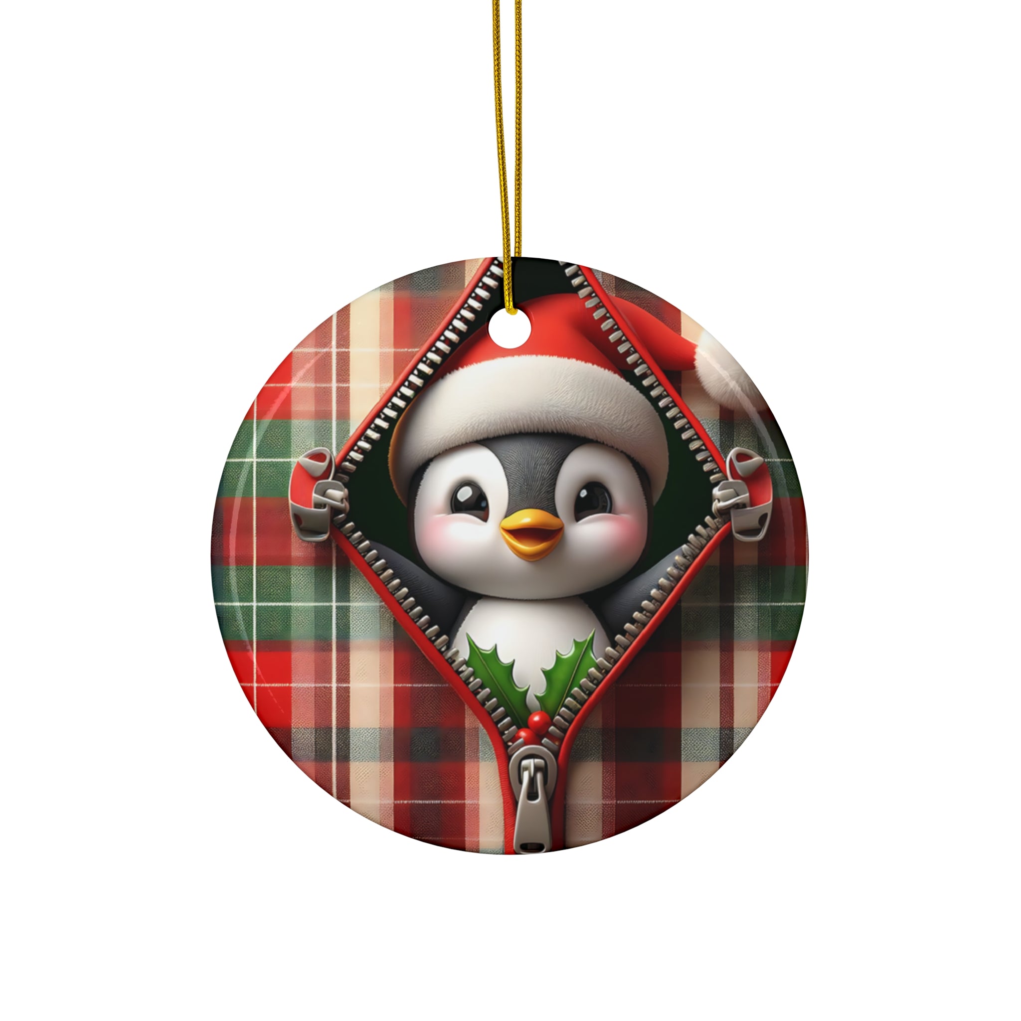 Santa Penguin Christmas Ornament