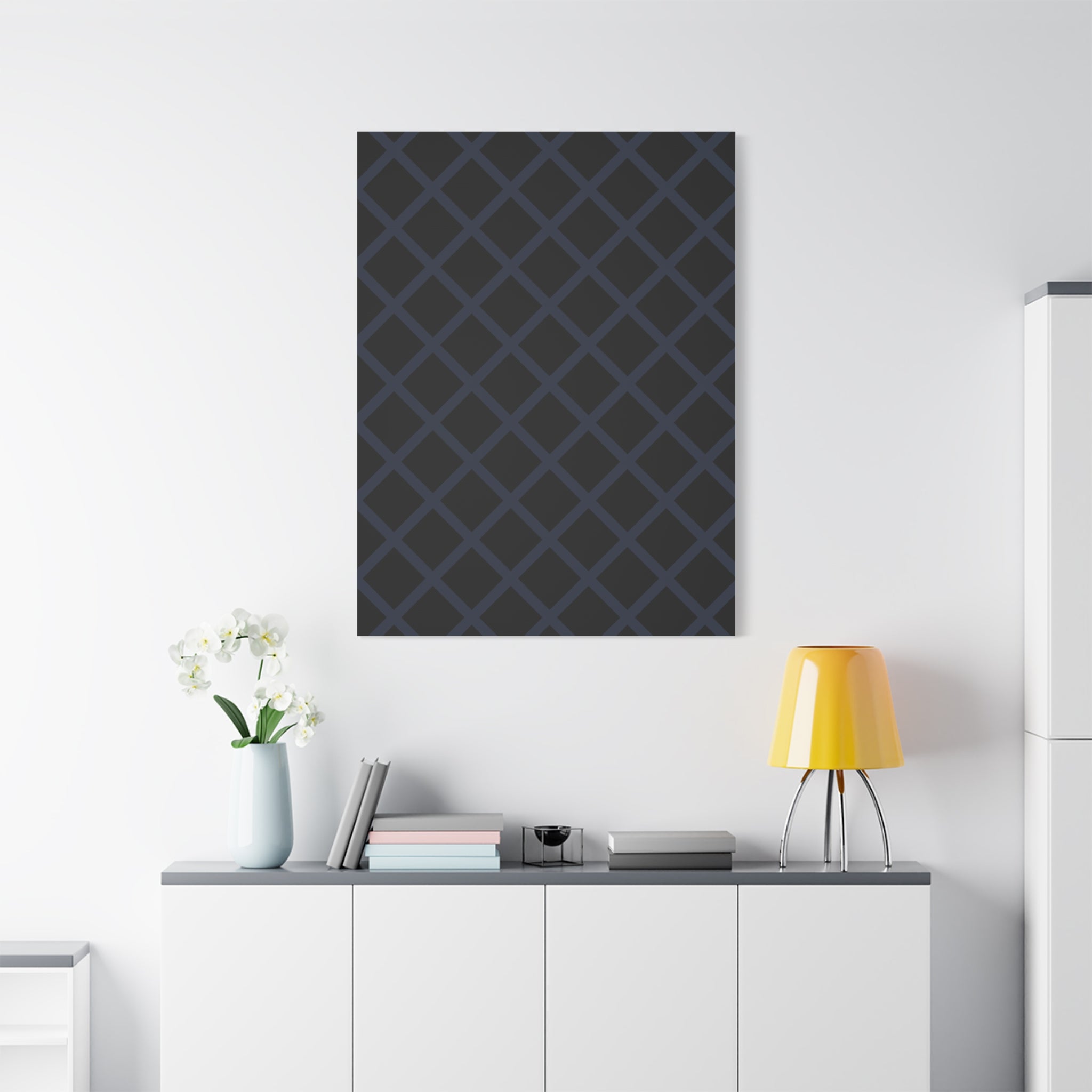 Geometric Diamond Lattice Canvas Art