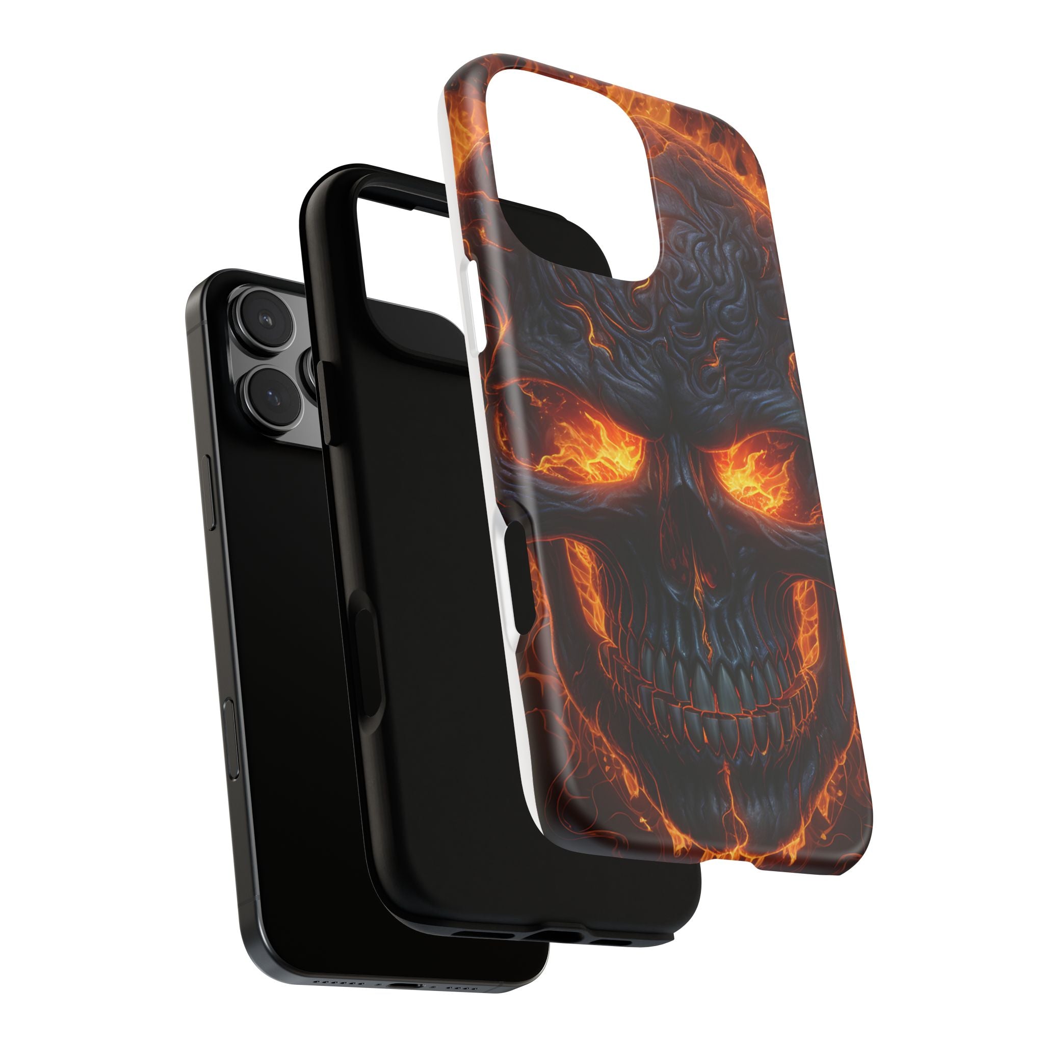 Fiery Skull Hexagon iPhone Case - Rugged Texture