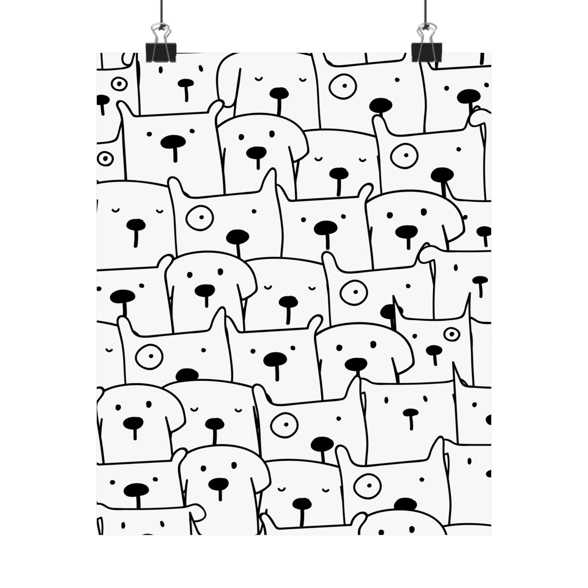 Cute Puppy Faces: Whimsical Dog Poster