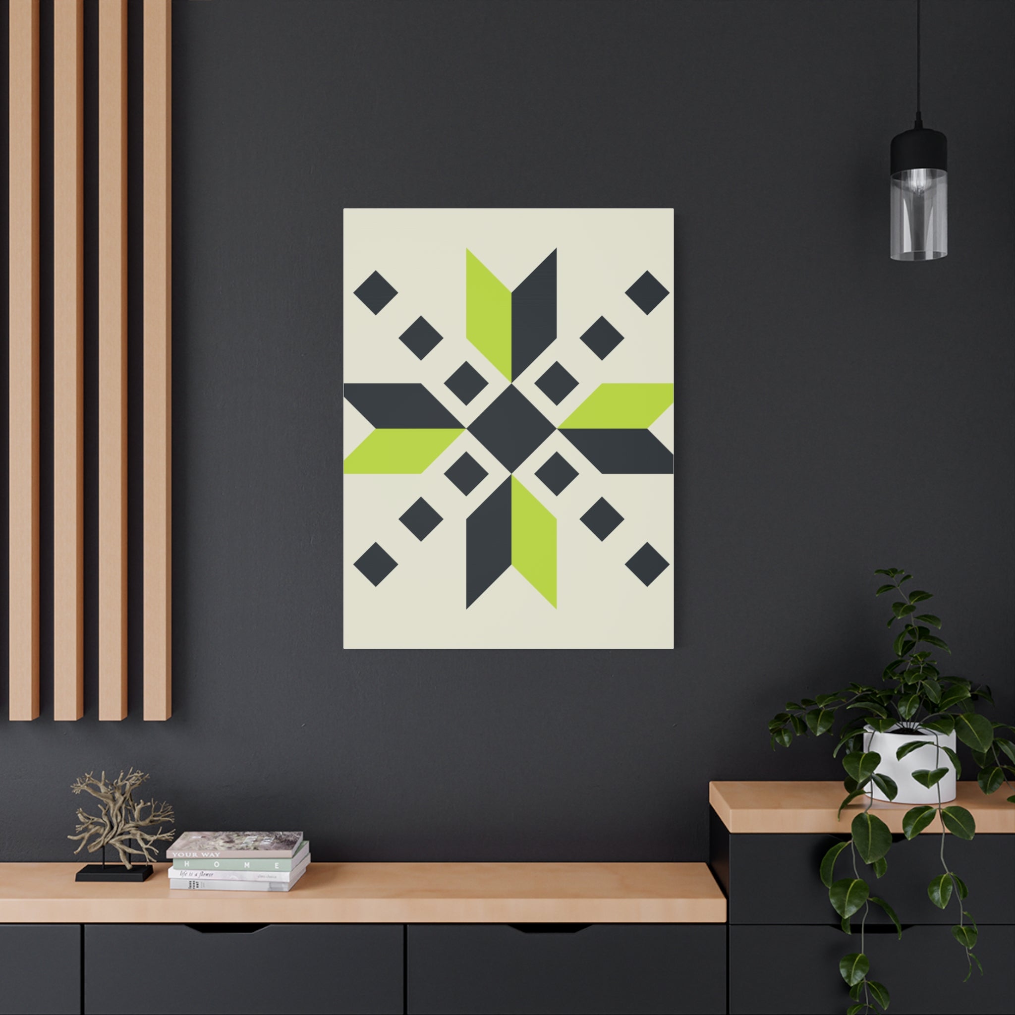 Geometric Green Starburst Canvas Art