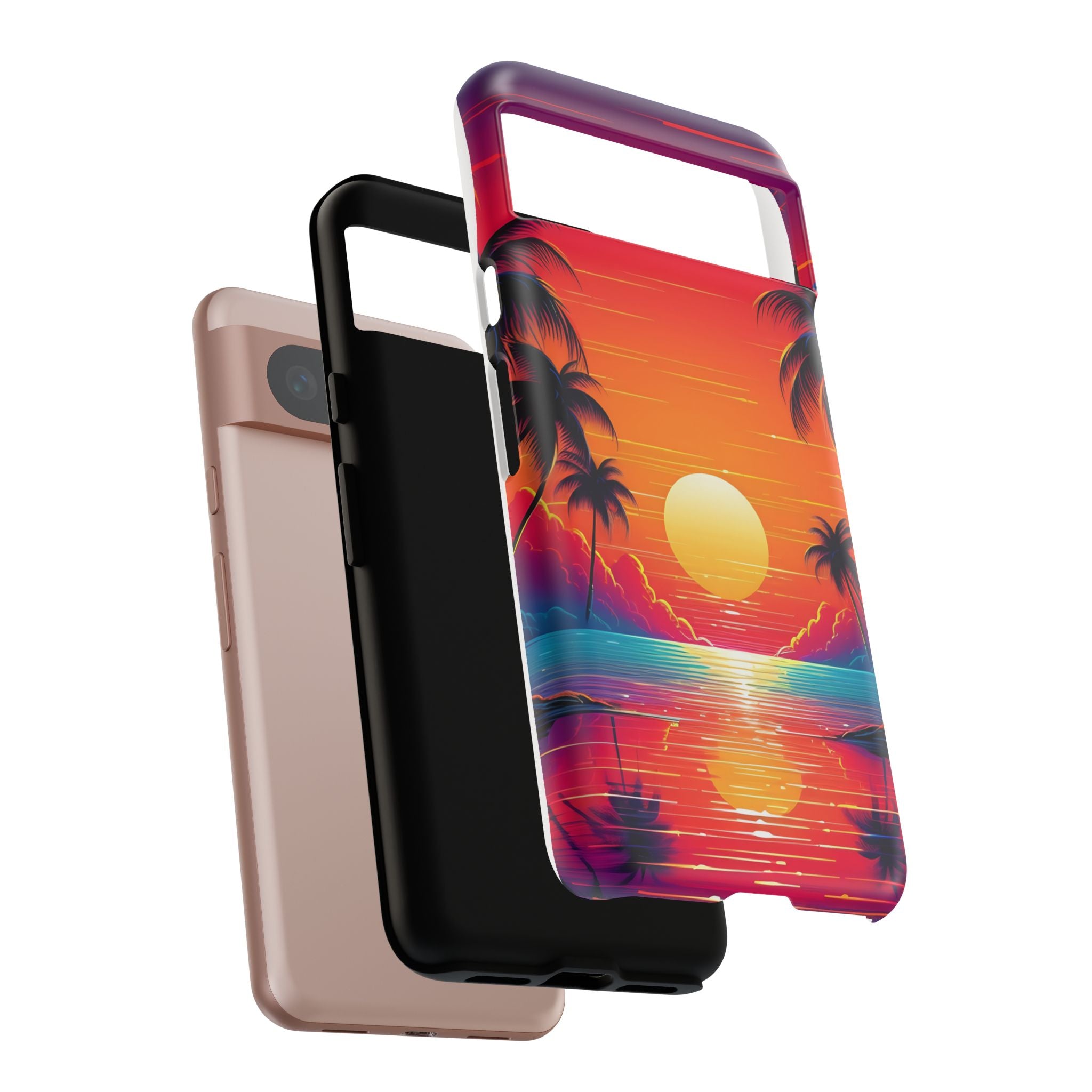 Sunset Palm Beach Google Pixel Case (All Models) - Retro Vaporwave