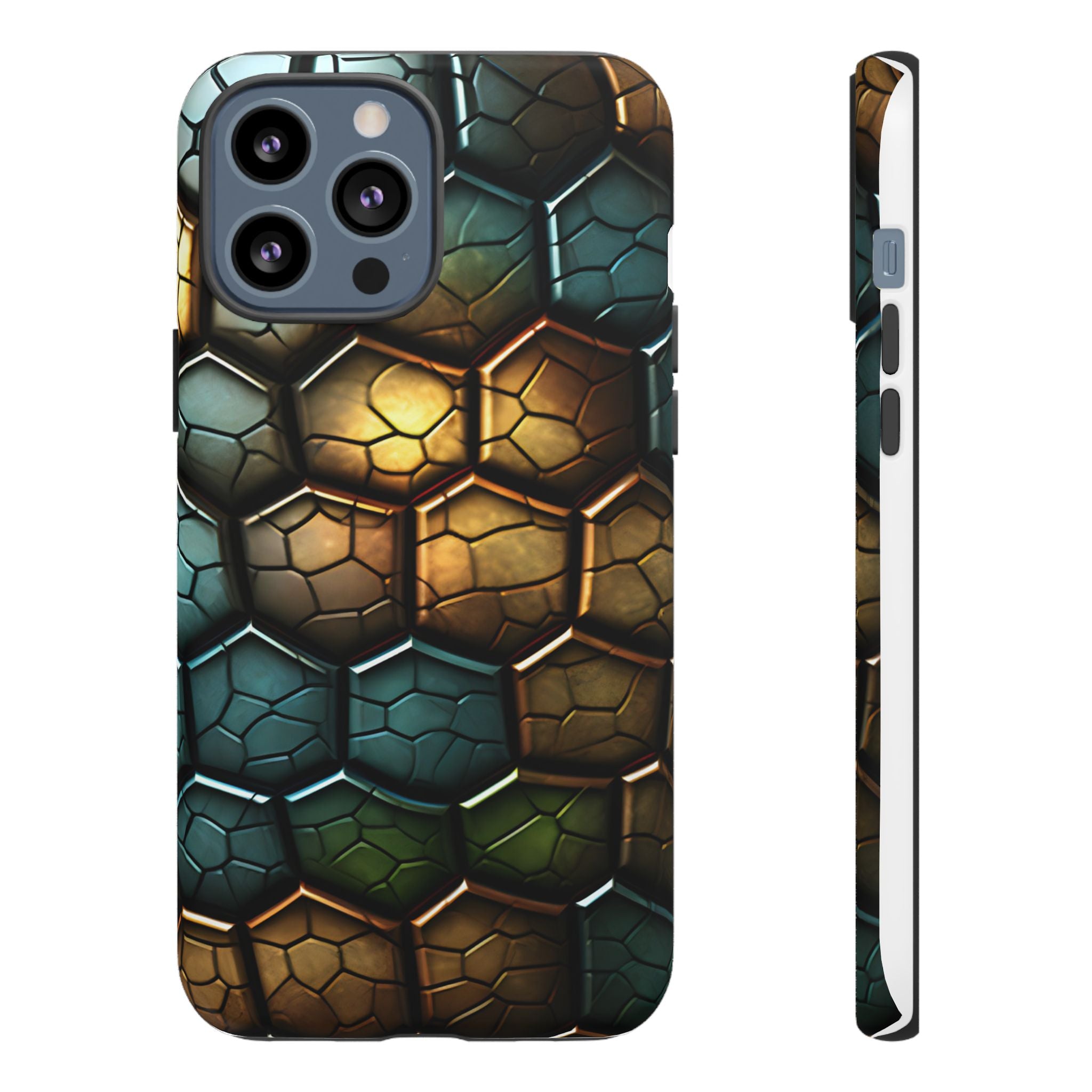 HexaScale iPhone Case: Teal & Bronze