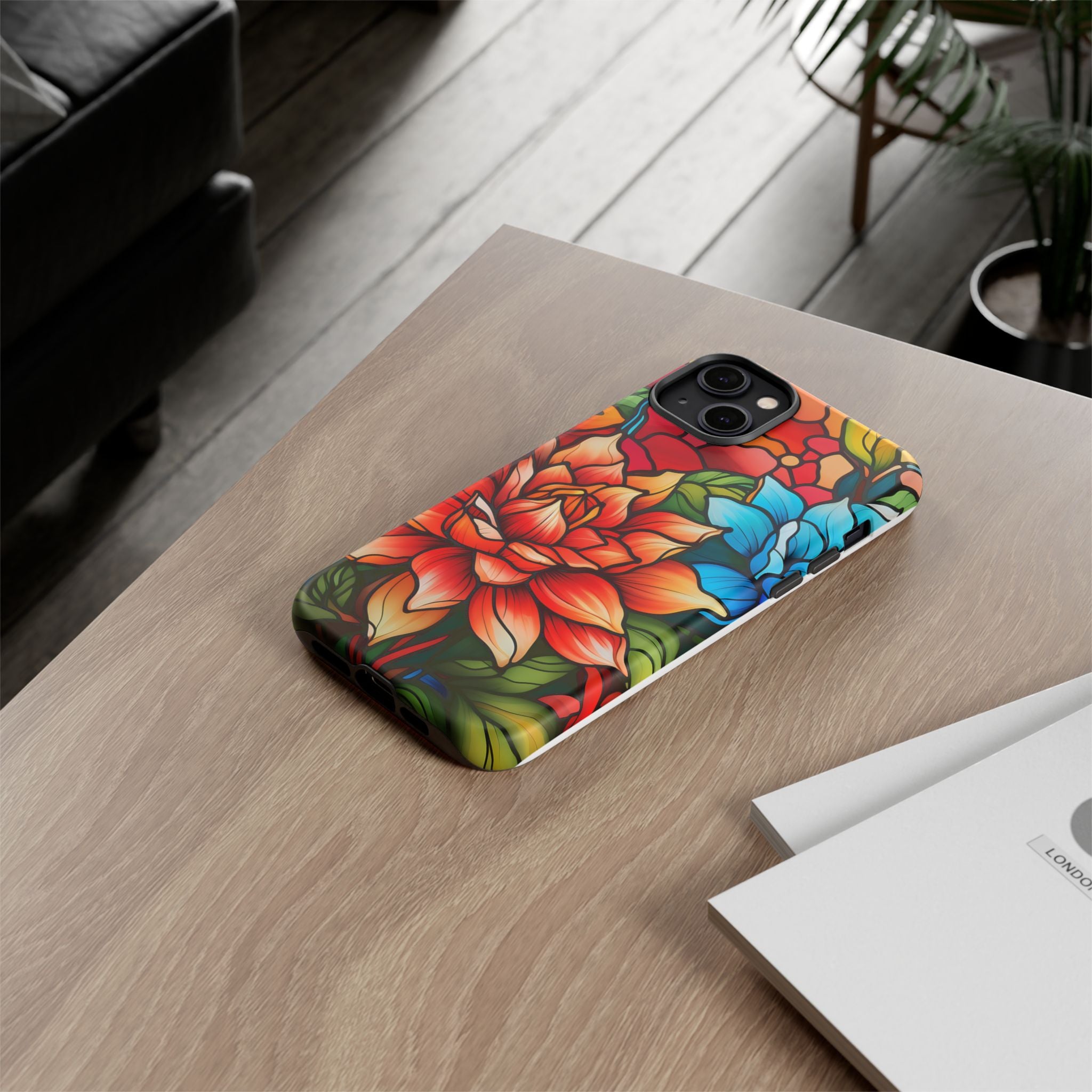 Stained Glass Floral iPhone Case - Hexagon Stone