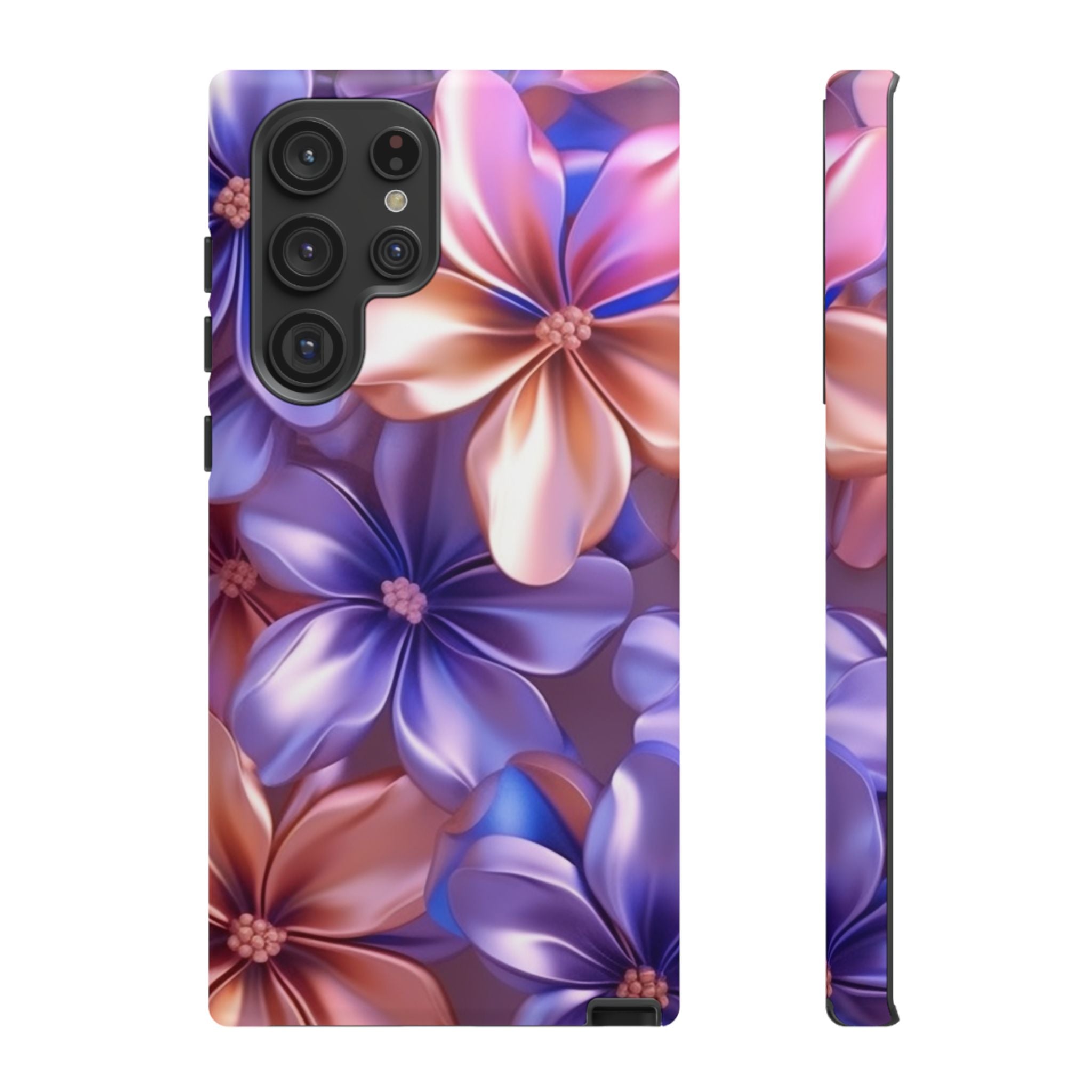 Metallic Flower Samsung Case - Rose Gold & Lavender