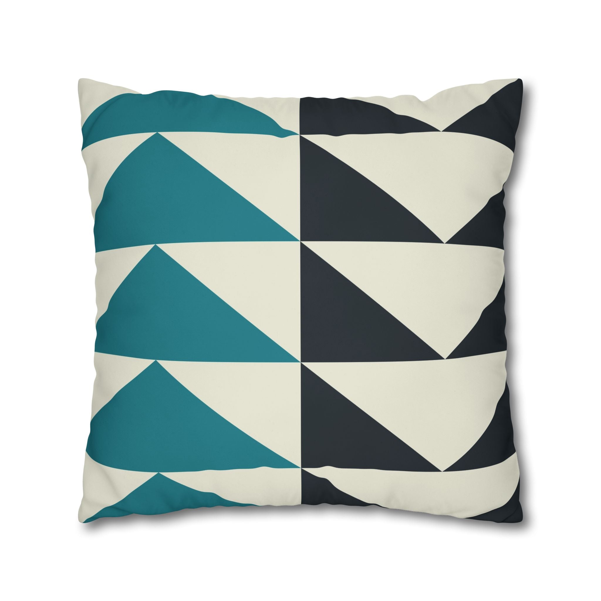 Geometric Teal & Charcoal Triangle Pillowcase