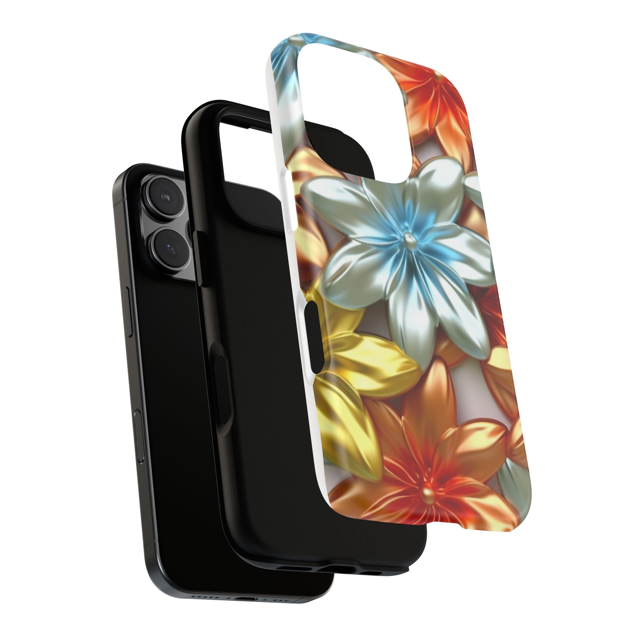 Metallic Flower Hexagon iPhone Case - Rugged