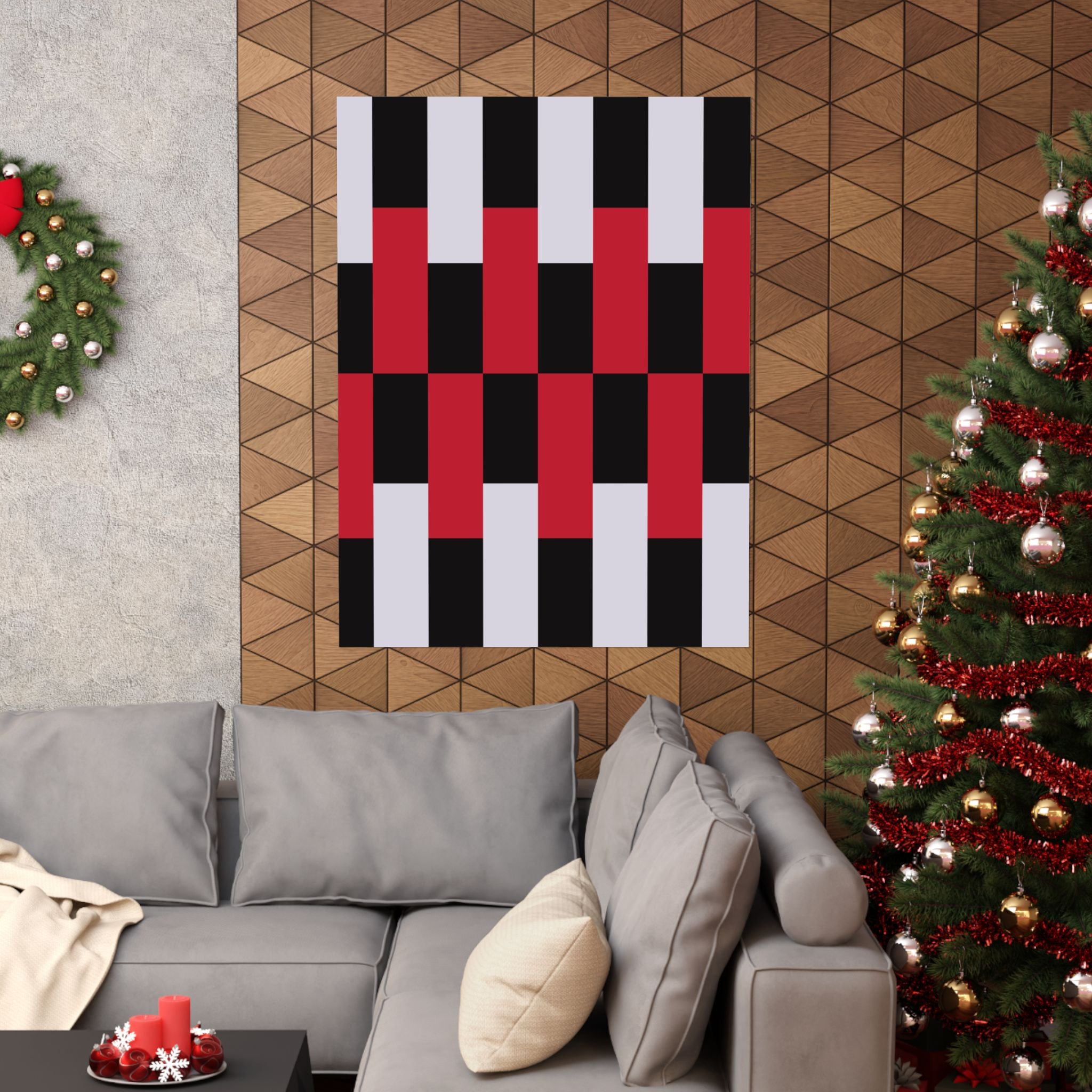 Abstract Geometric Art Poster - Red & Black