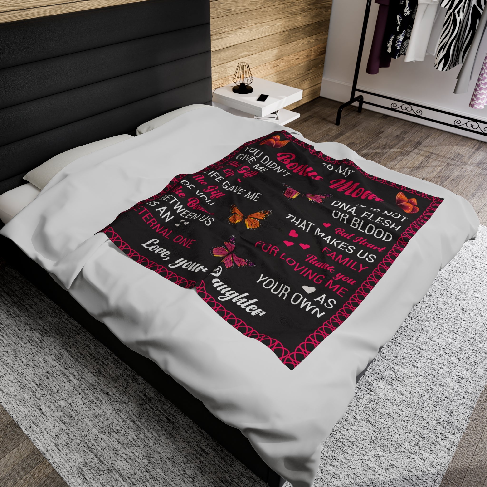 Bonus Mom Velveteen Blanket - Love & Heart