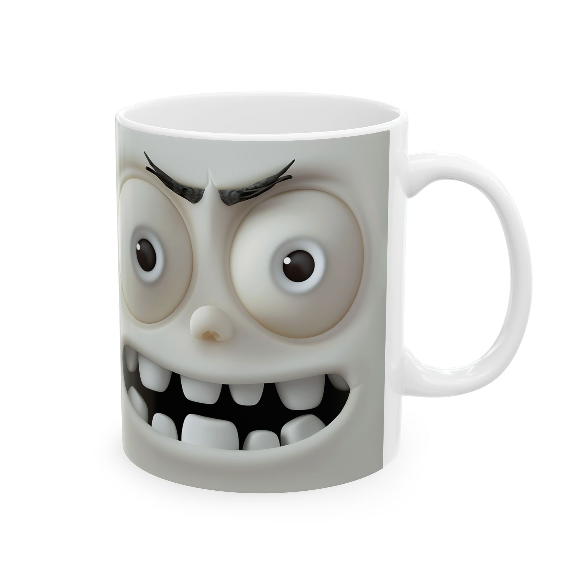 Mirrored Mischief Mug: Grumpy Cartoon Face