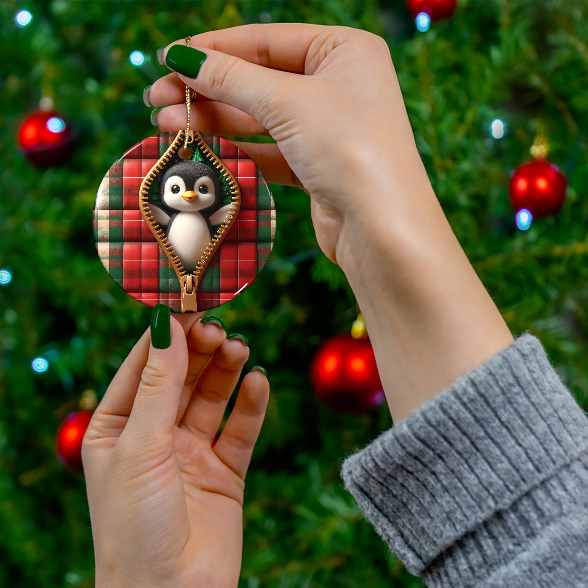 Zipper Penguin Christmas Ornament