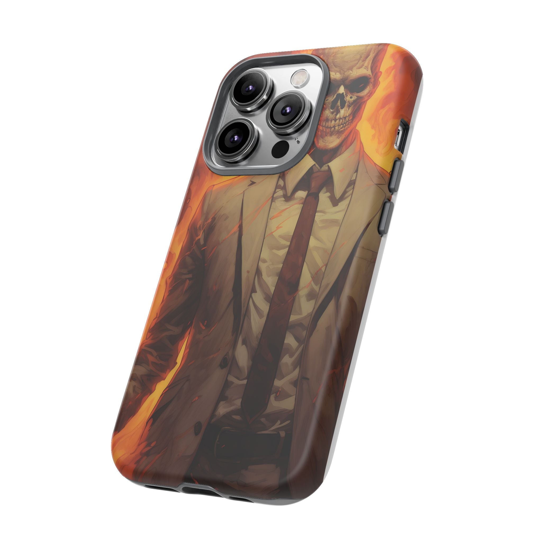 Fiery Skull Man Hexagon Stone iPhone Case