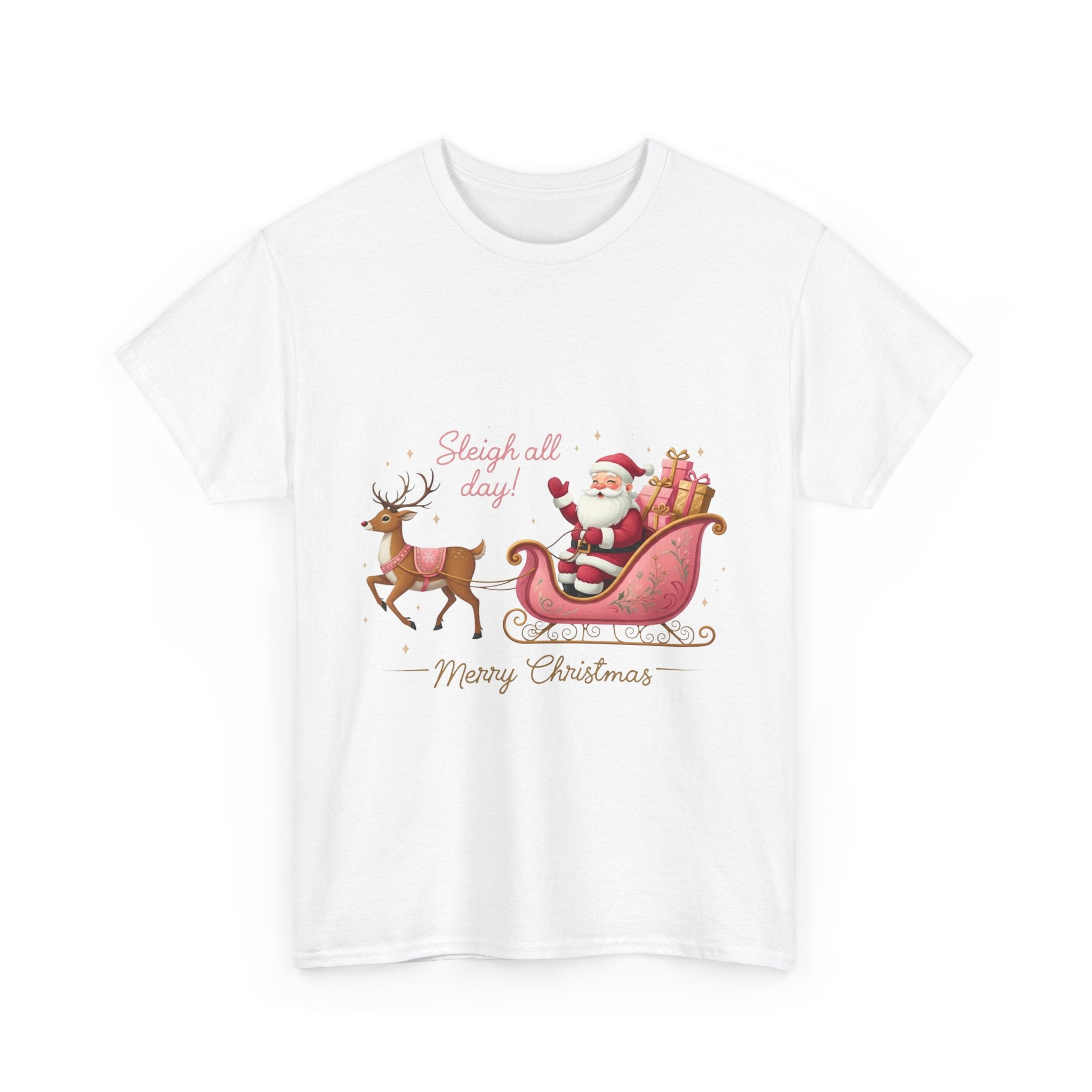 Pink Sleigh Santa Christmas T-Shirt