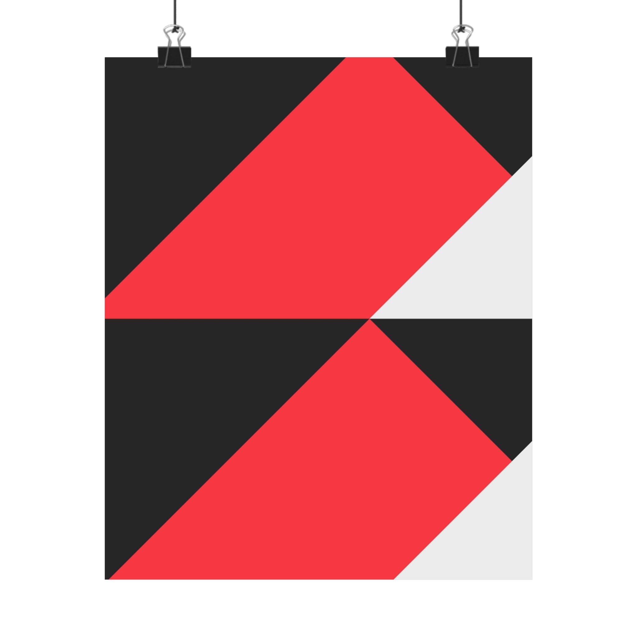 Abstract Geometric Red & Gray Poster