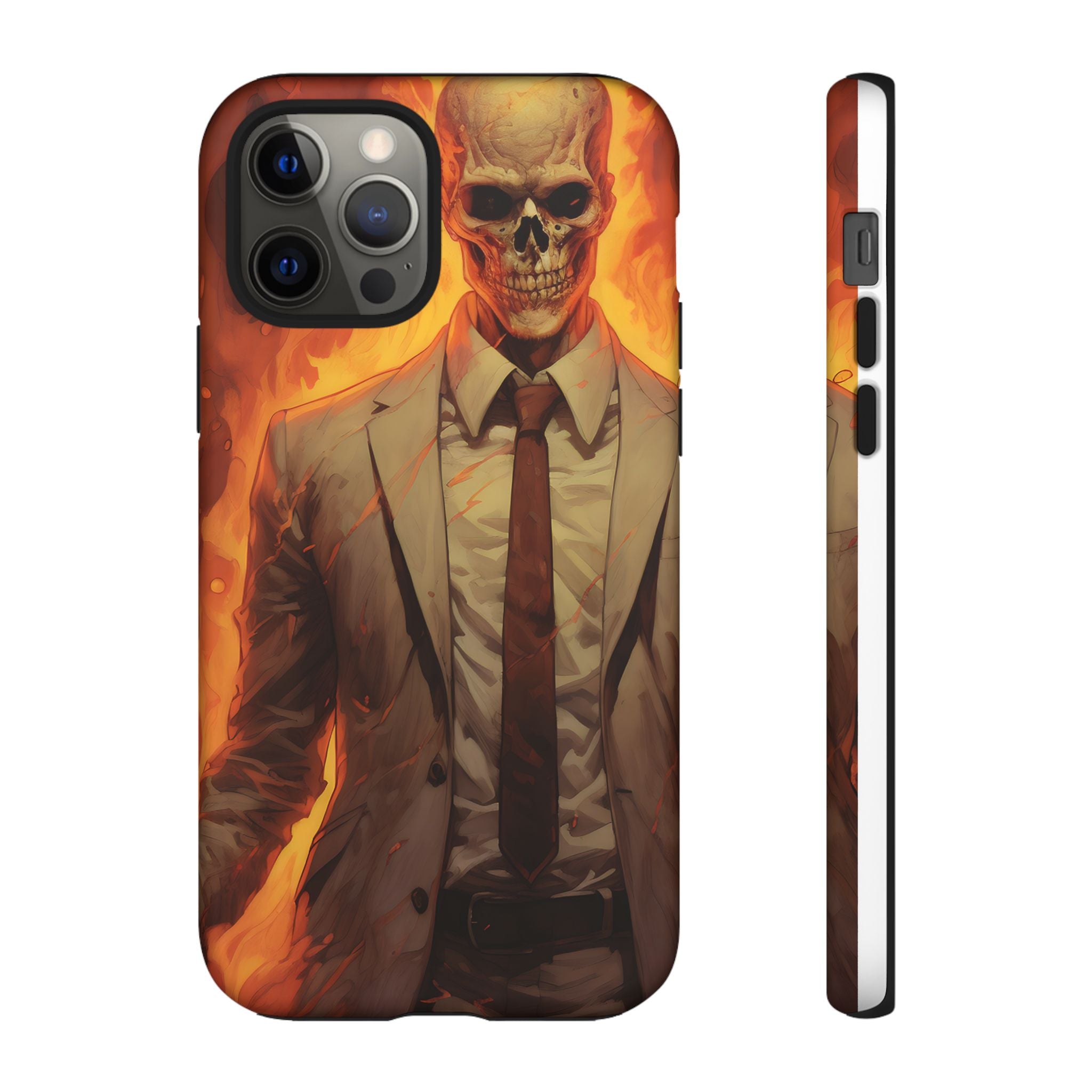 Fiery Skull Man Hexagon Stone iPhone Case