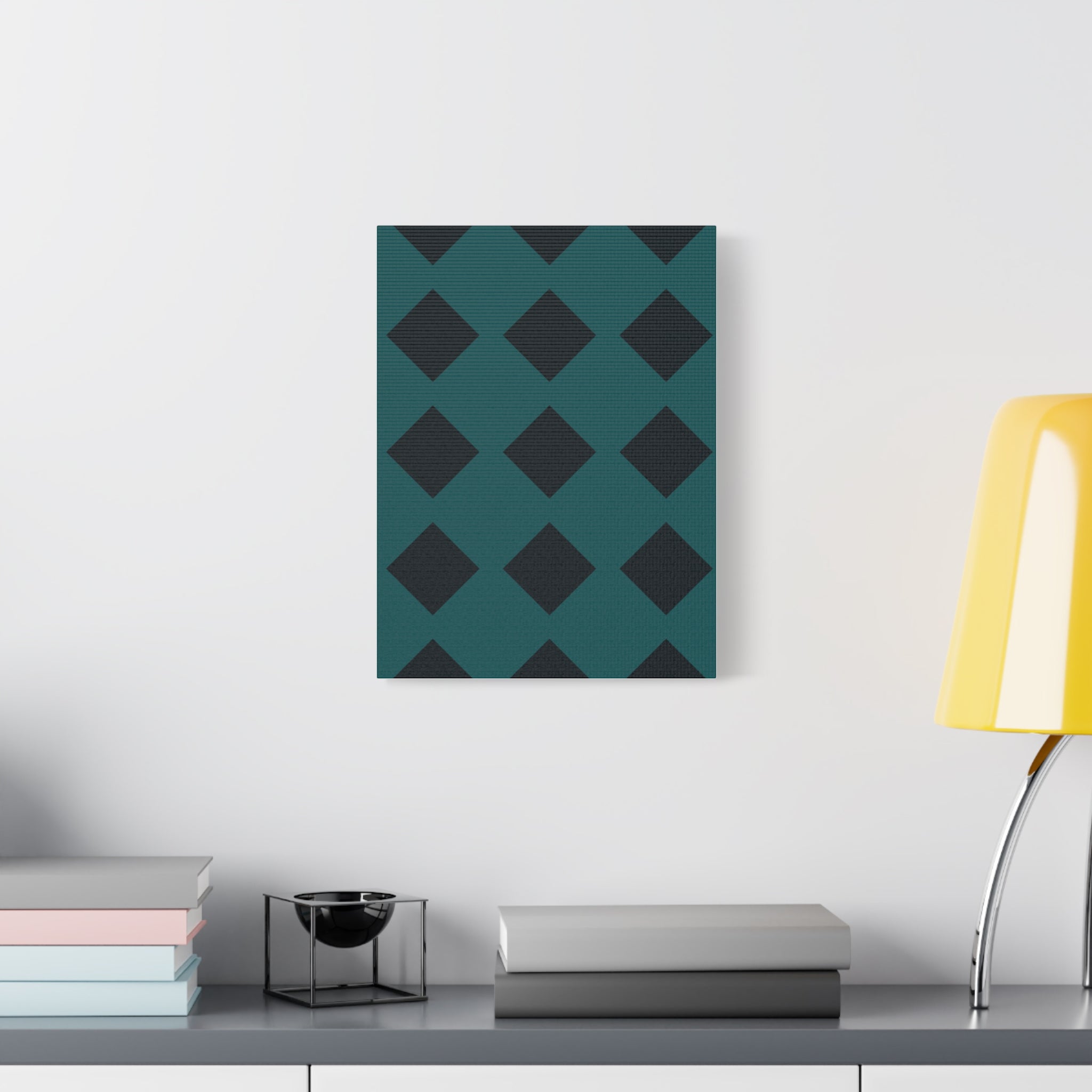 Teal Geometric Diamond Canvas Art