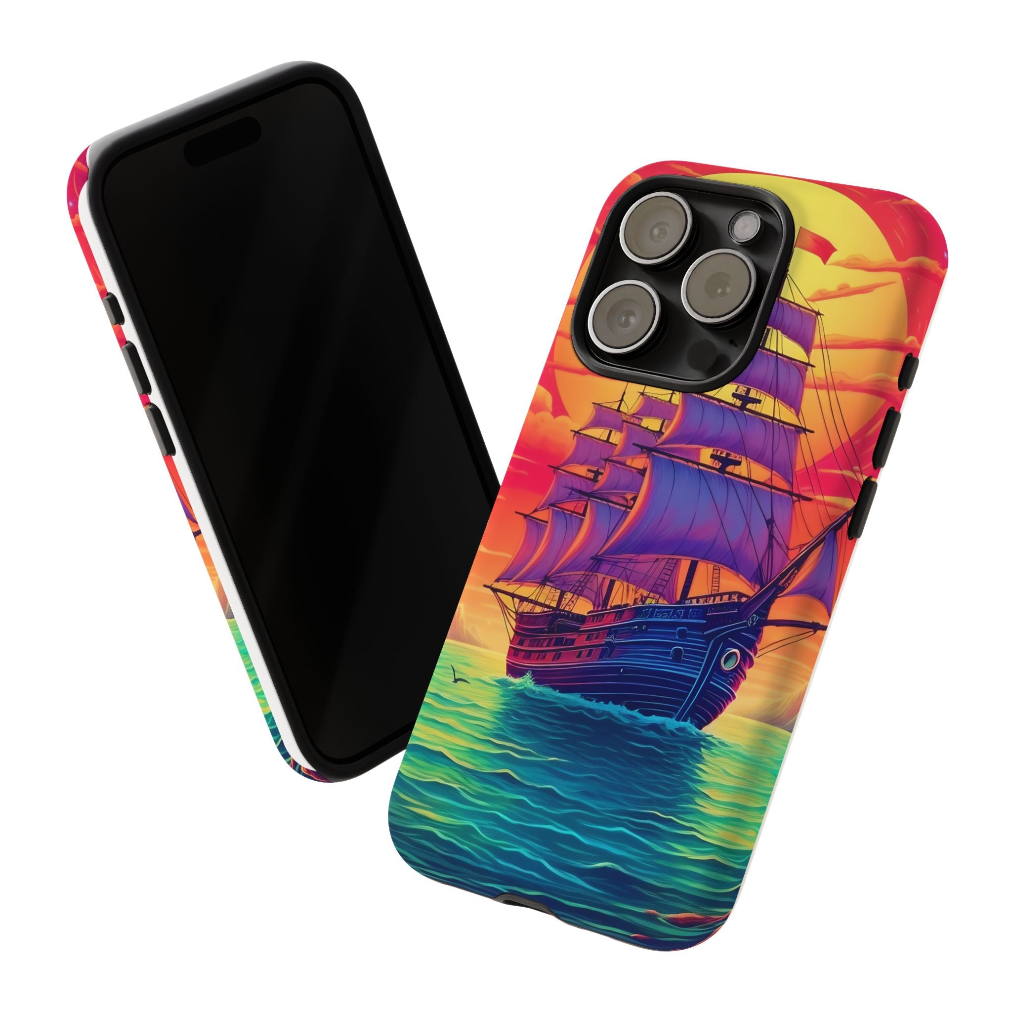 Sunset Galleon Hexagon Stone iPhone Case