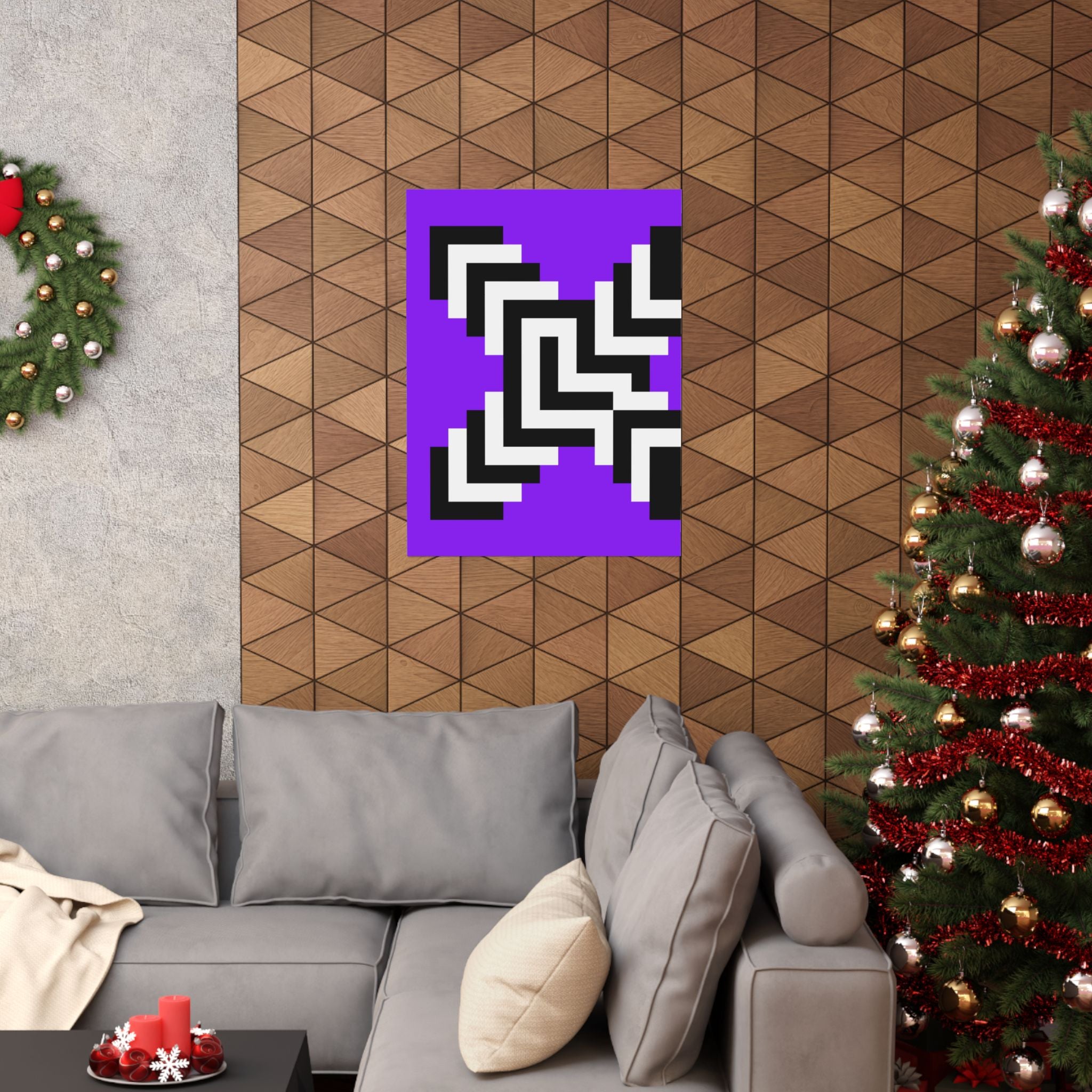 Geometric Pixel Art Purple Poster