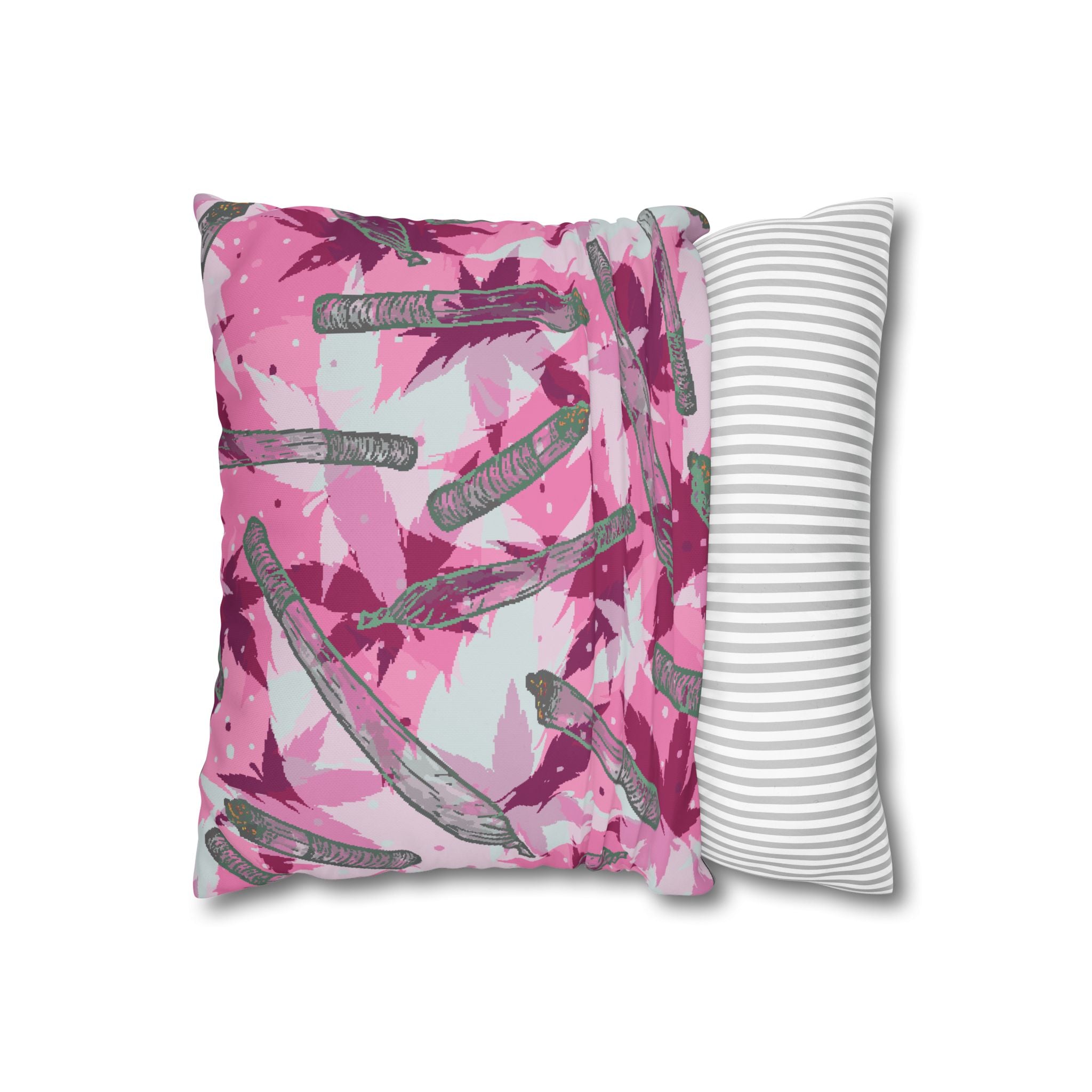 Pink Cannabis Leaf & Joint Pillowcase