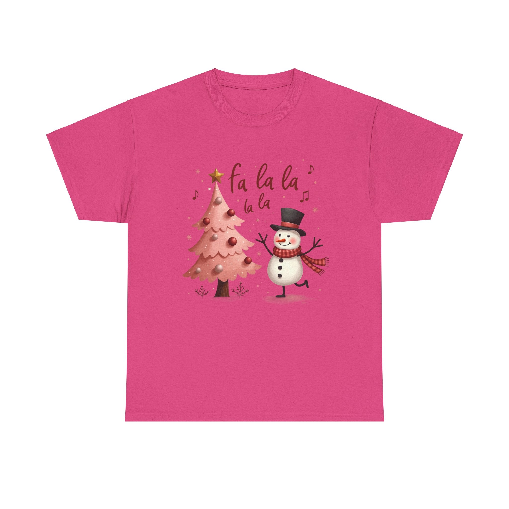 Pink Xmas Tree & Snowman T-Shirt