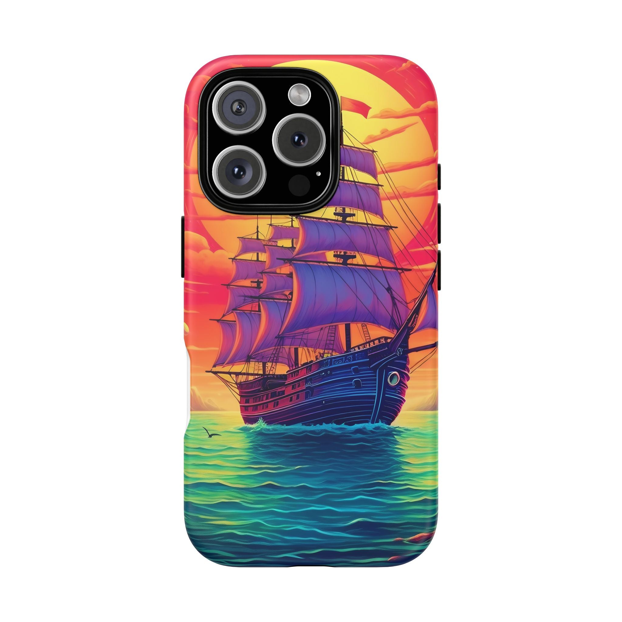 Sunset Galleon Hexagon Stone iPhone Case