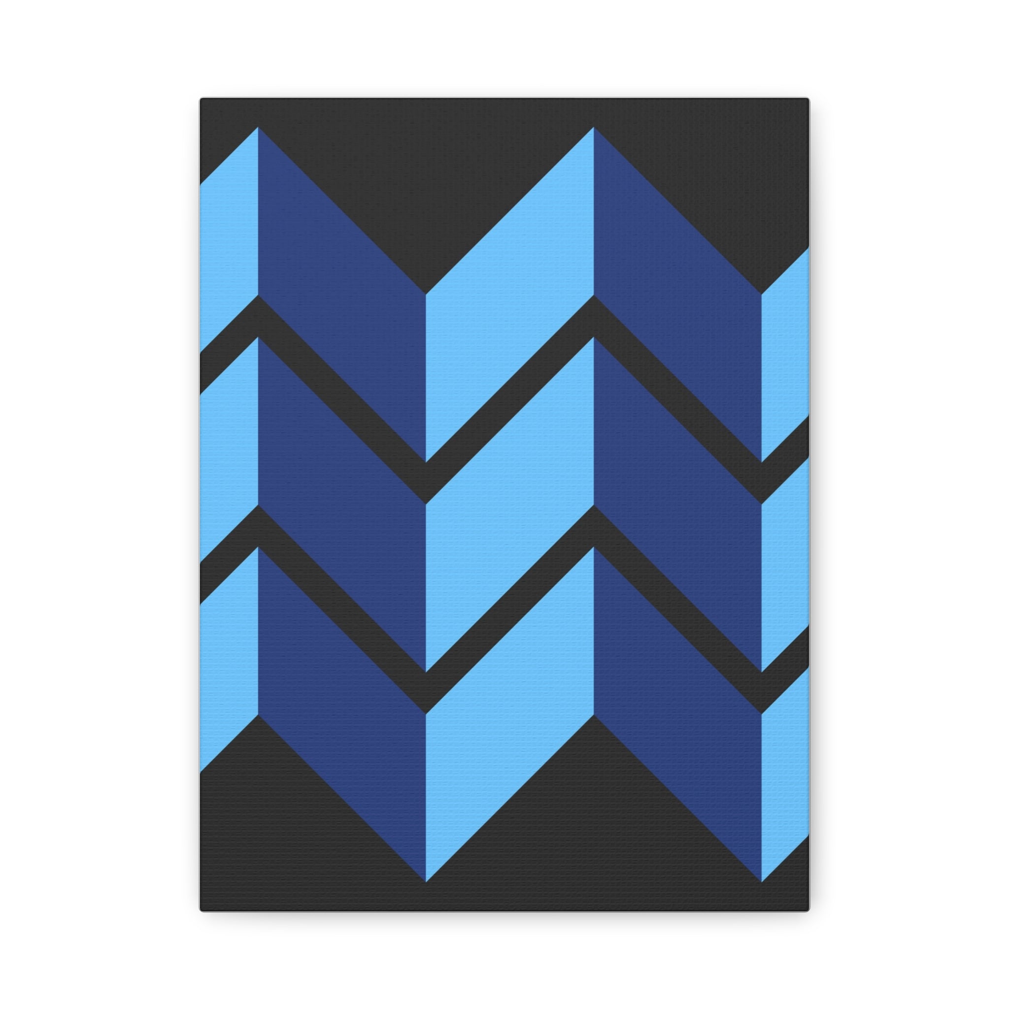 Abstract Blue Chevron Canvas Art