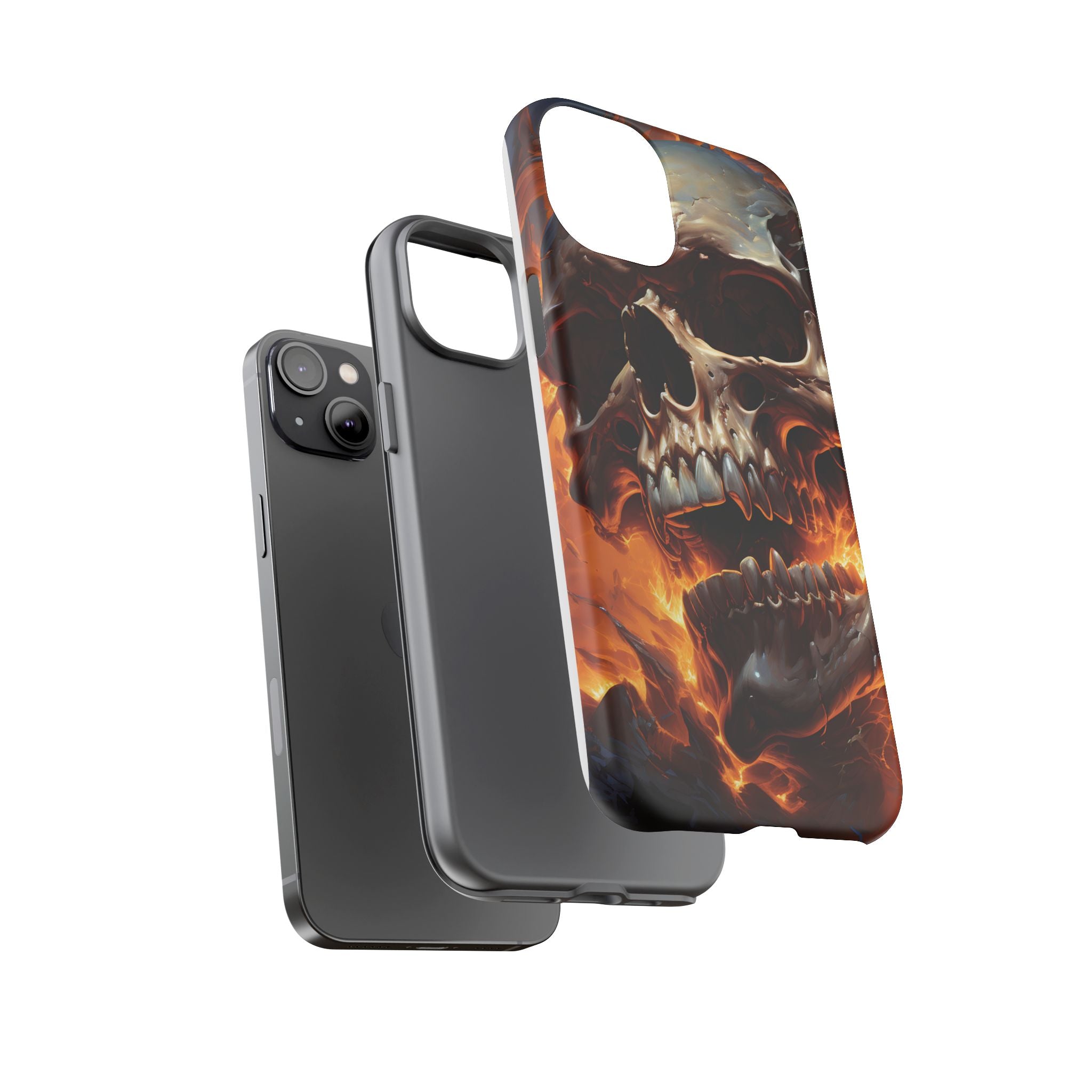 Fiery Skull Hexagon iPhone Case - Rugged