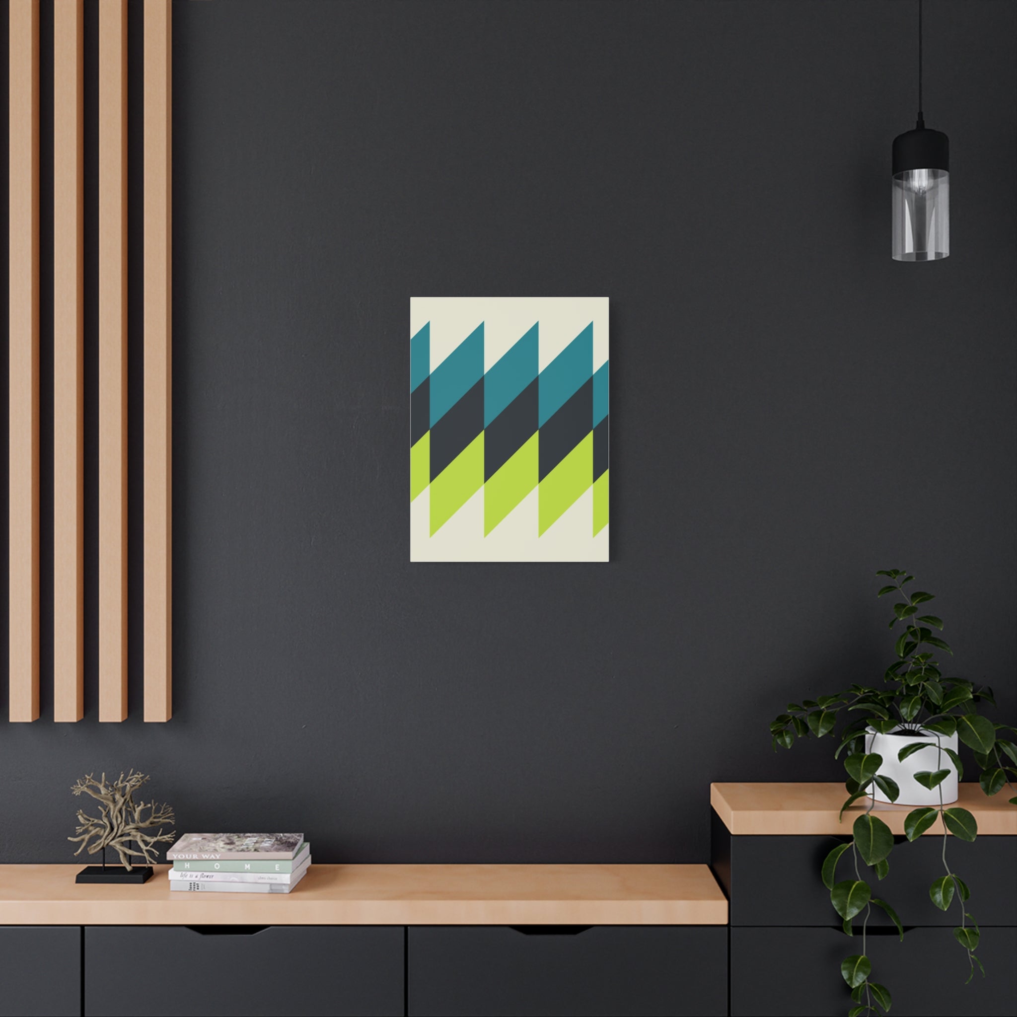 Geometric Teal & Lime Green Canvas Art