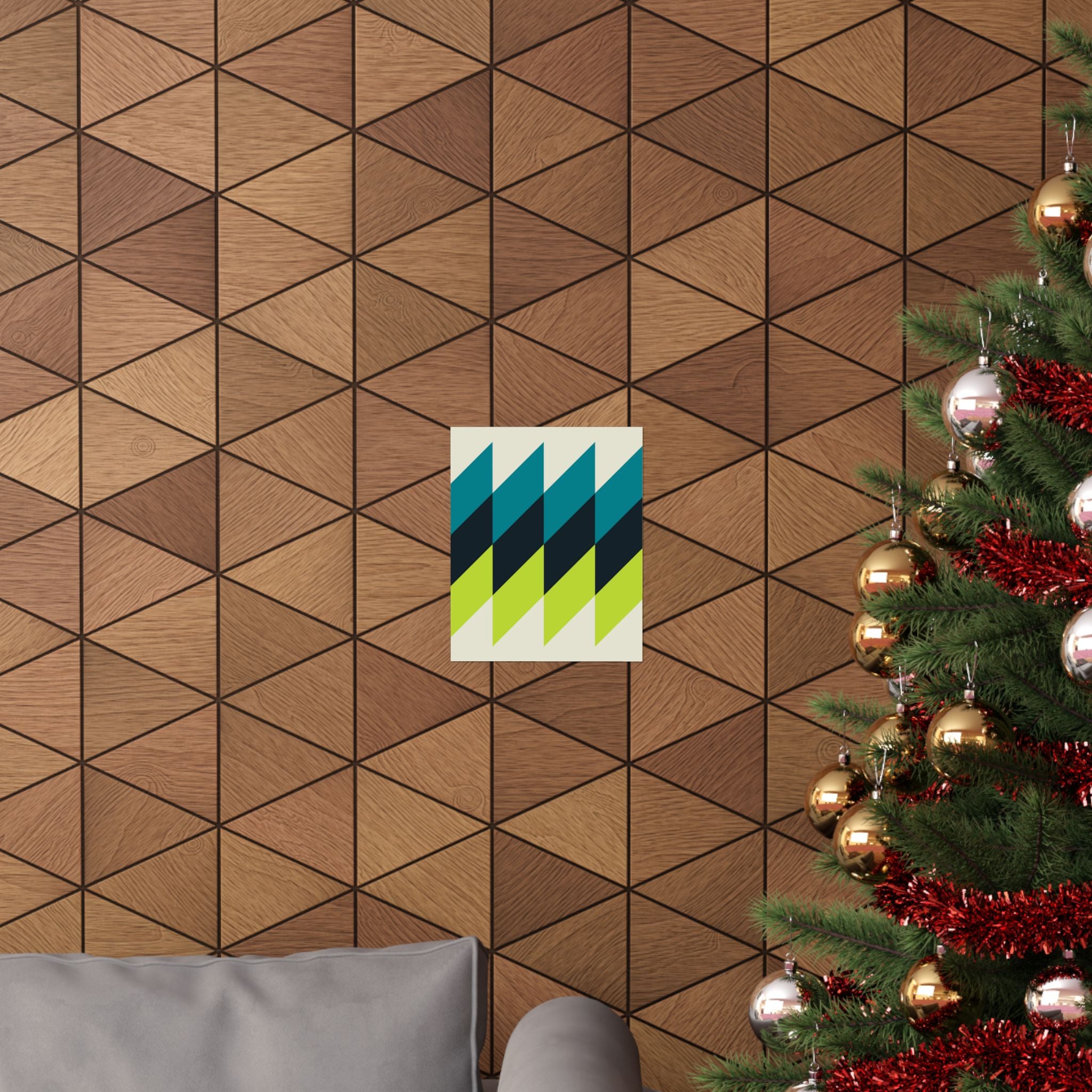 Geometric Teal & Lime Green Wave Poster