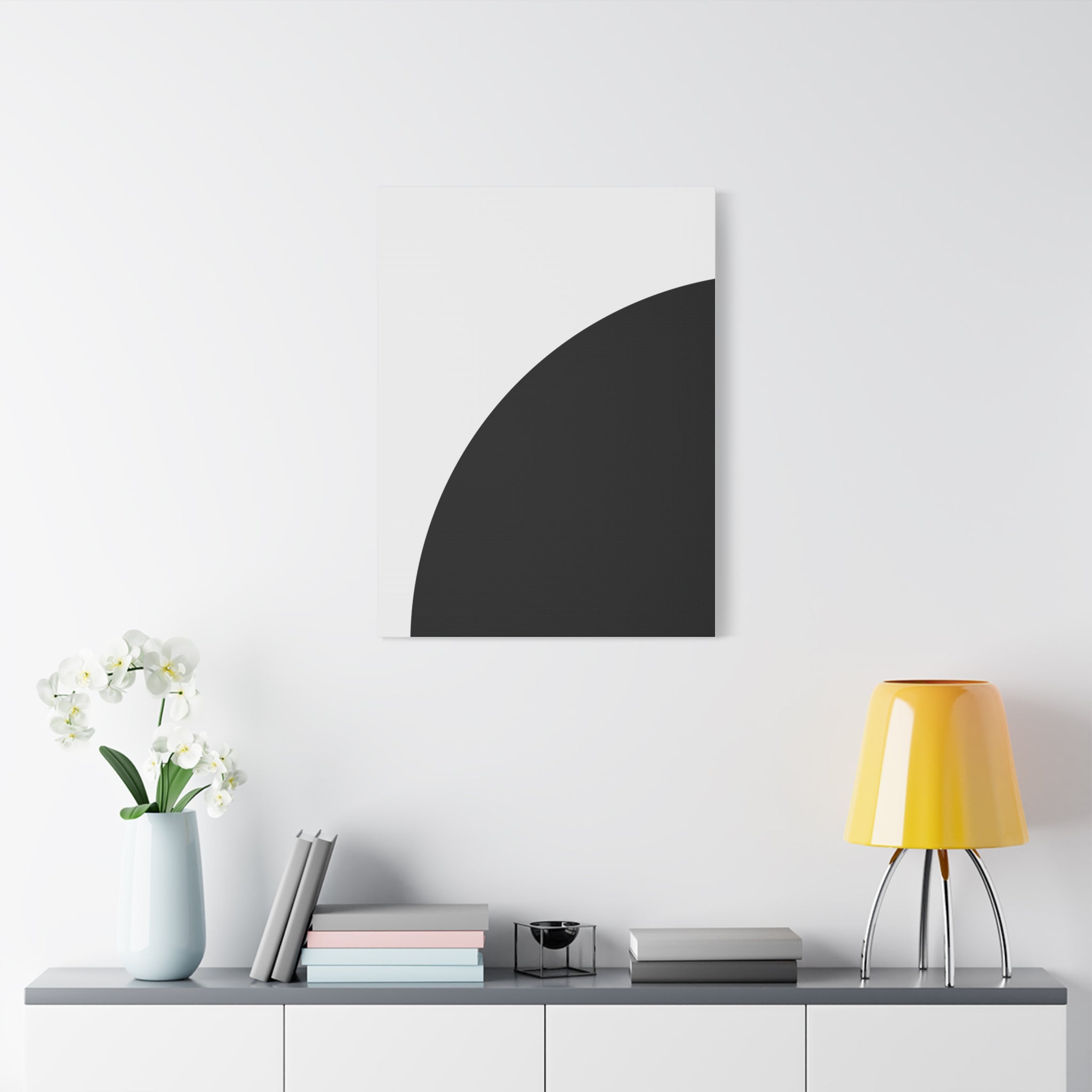 Abstract Black Semicircle Canvas Art