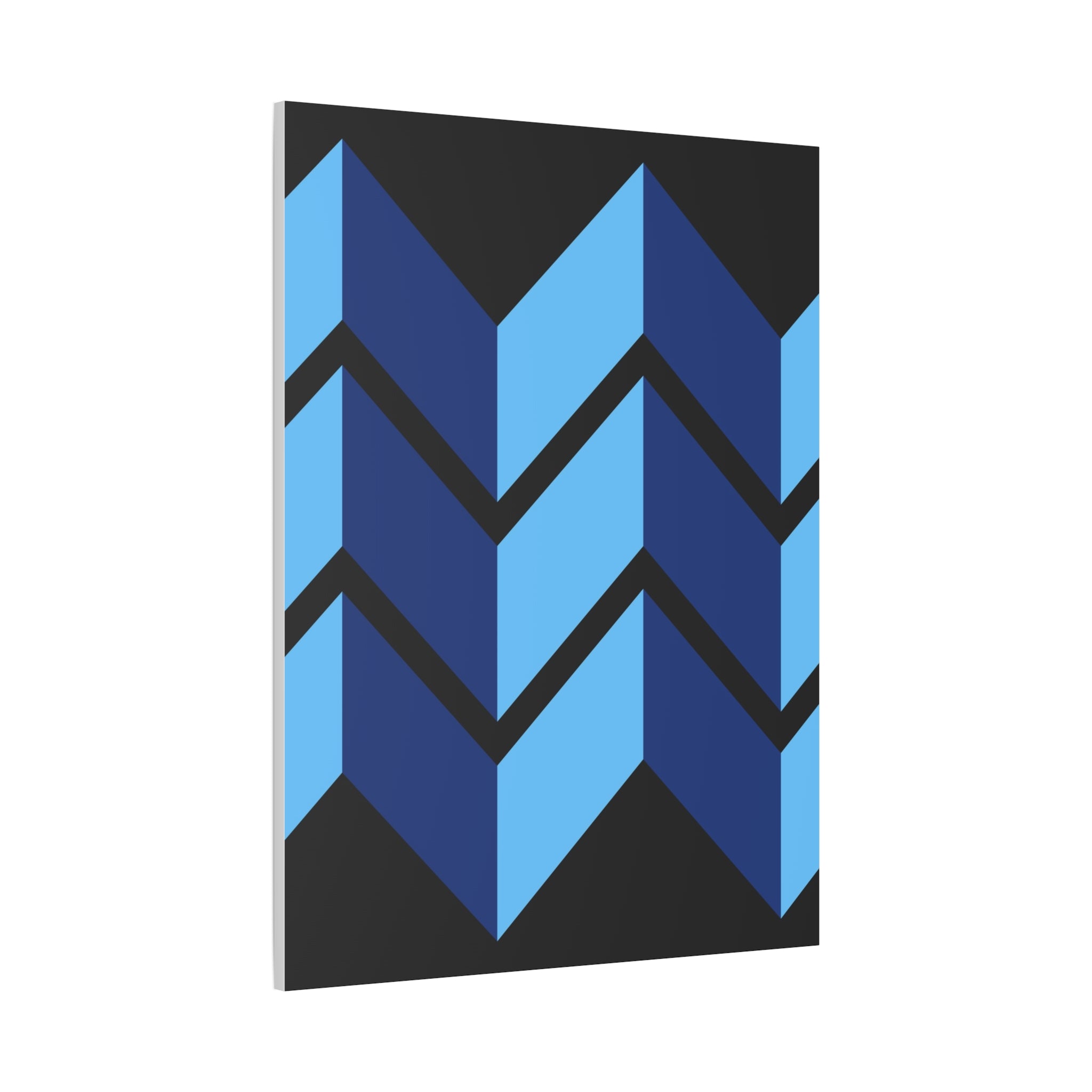 Abstract Blue Chevron Canvas Art