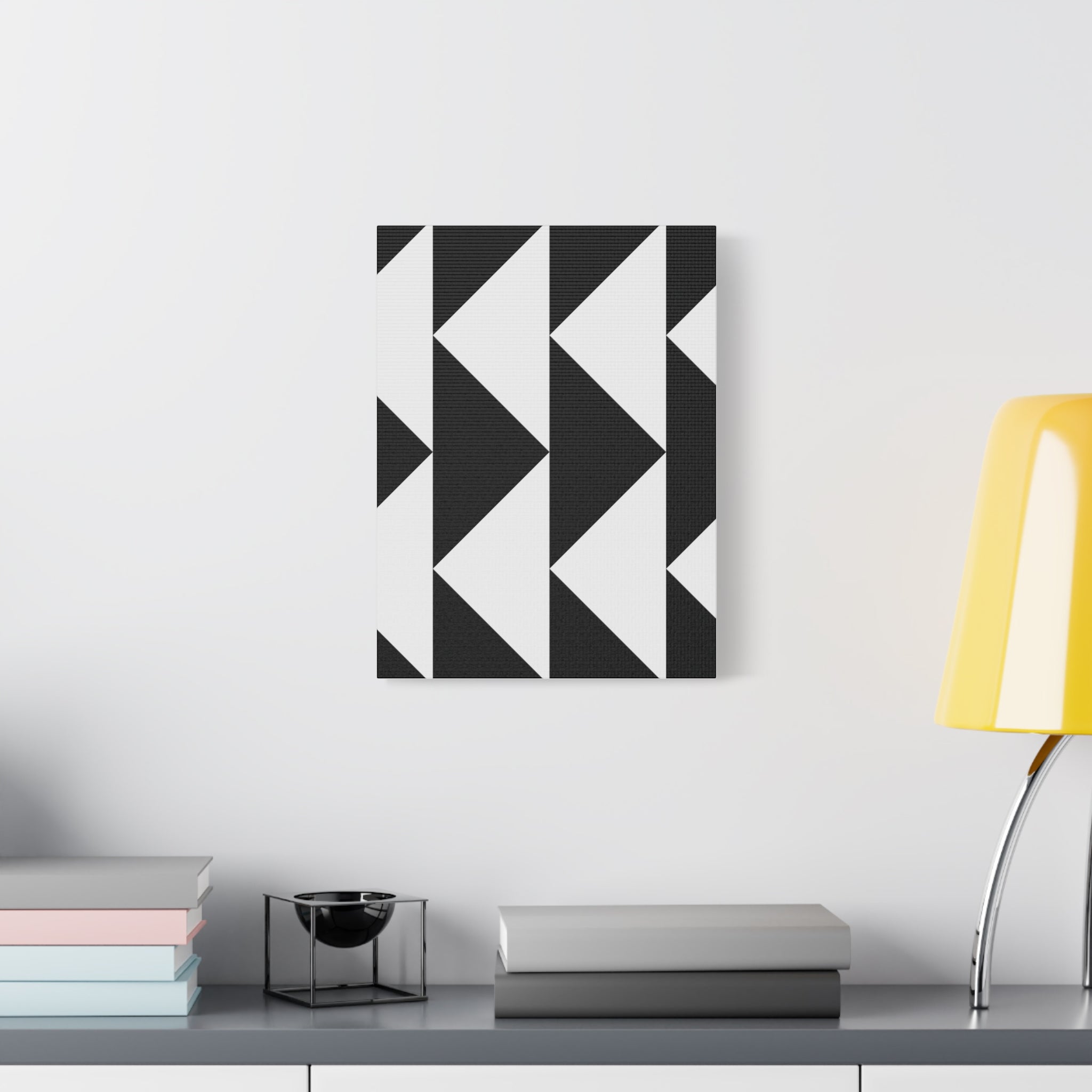 Black & White Triangle Geometric Canvas Art