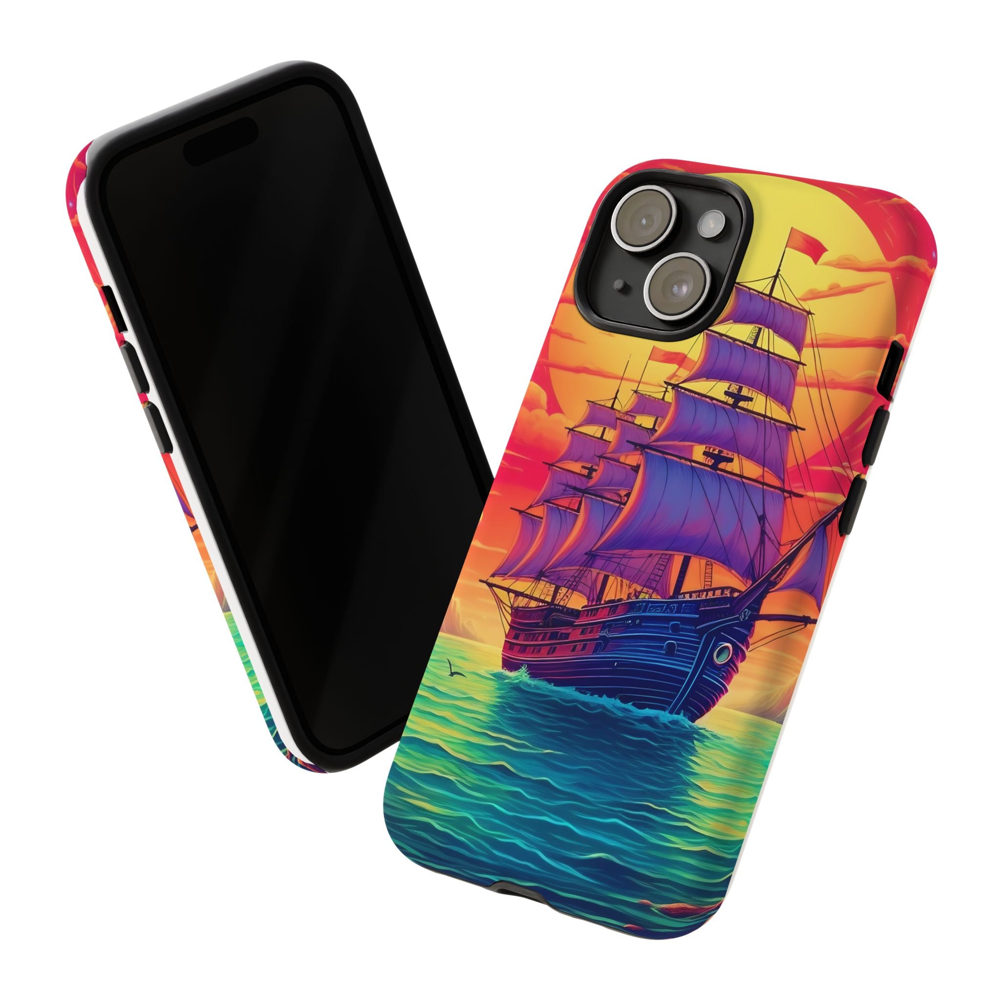 Sunset Galleon Hexagon Stone iPhone Case