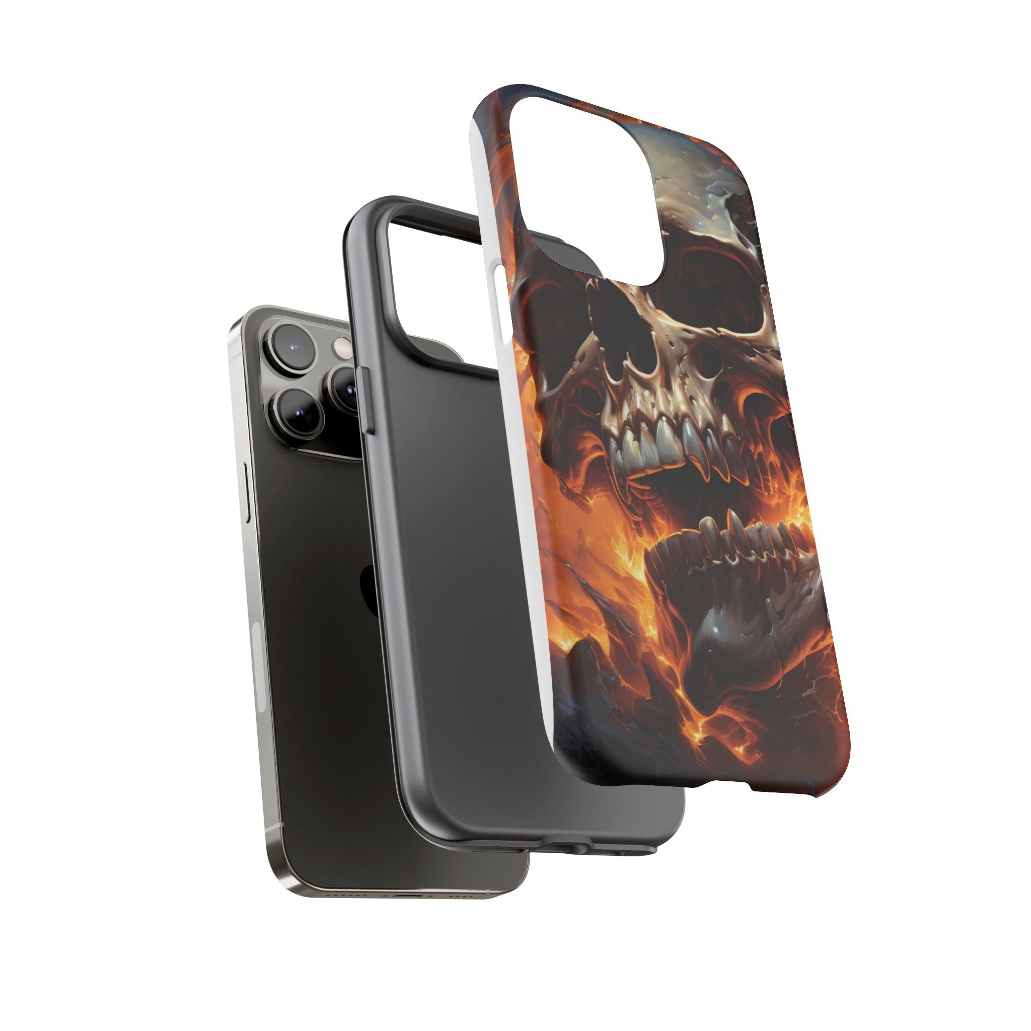 Fiery Skull Hexagon iPhone Case - Rugged