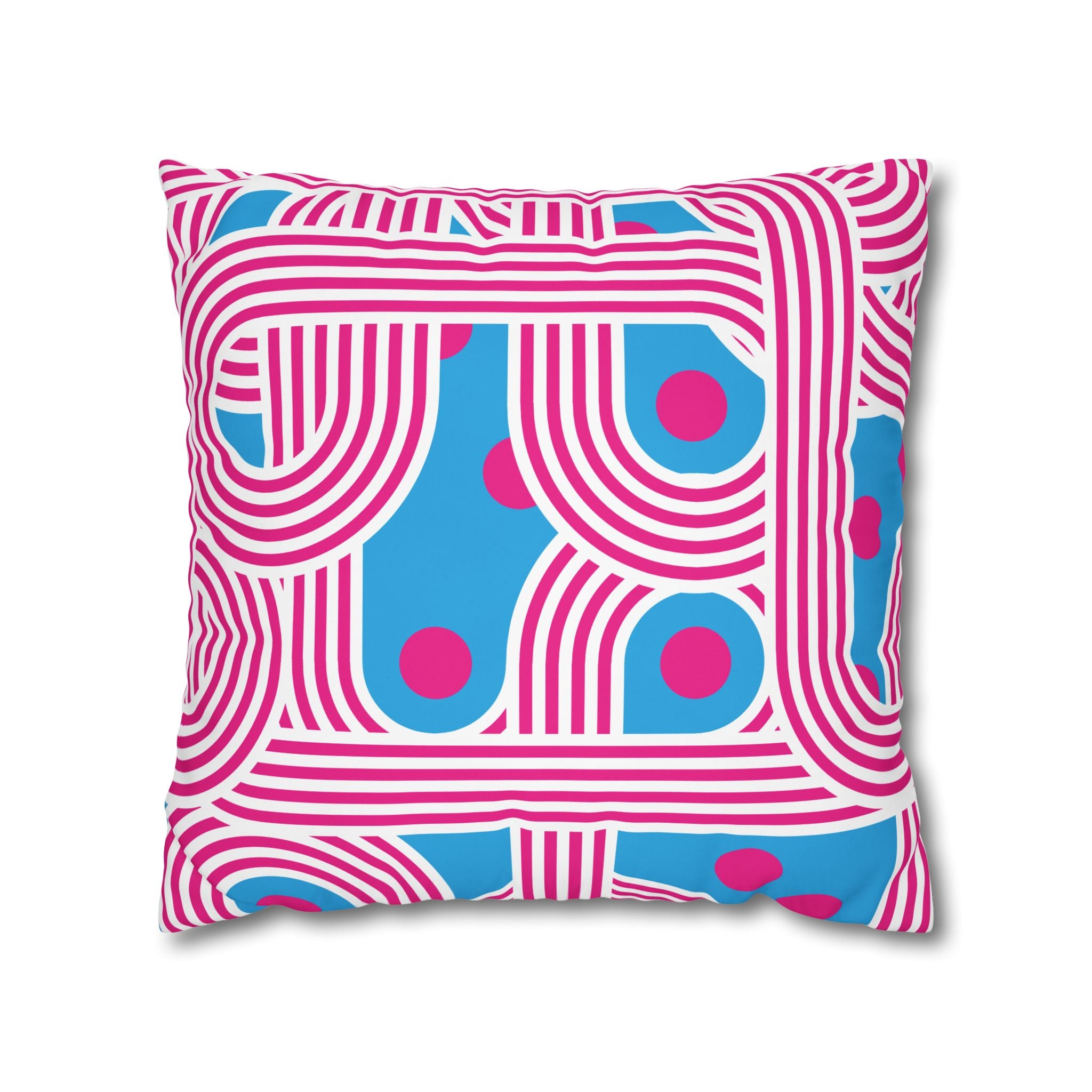 Retro Pink & Teal Geometric Pillowcase