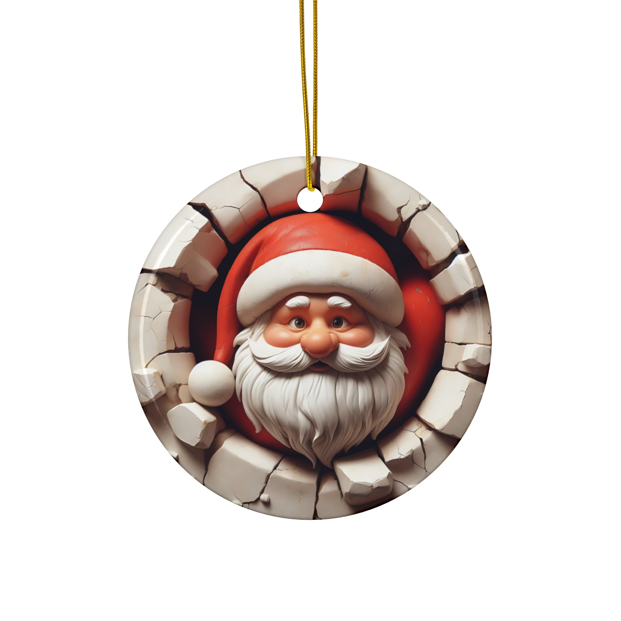 Santa's Stone Surprise Ceramic Ornament