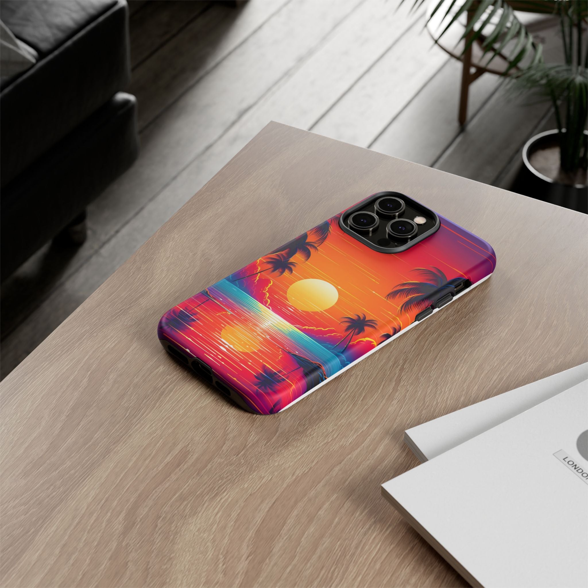 Sunset Palm Beach iPhone Case - Hexagon Stone