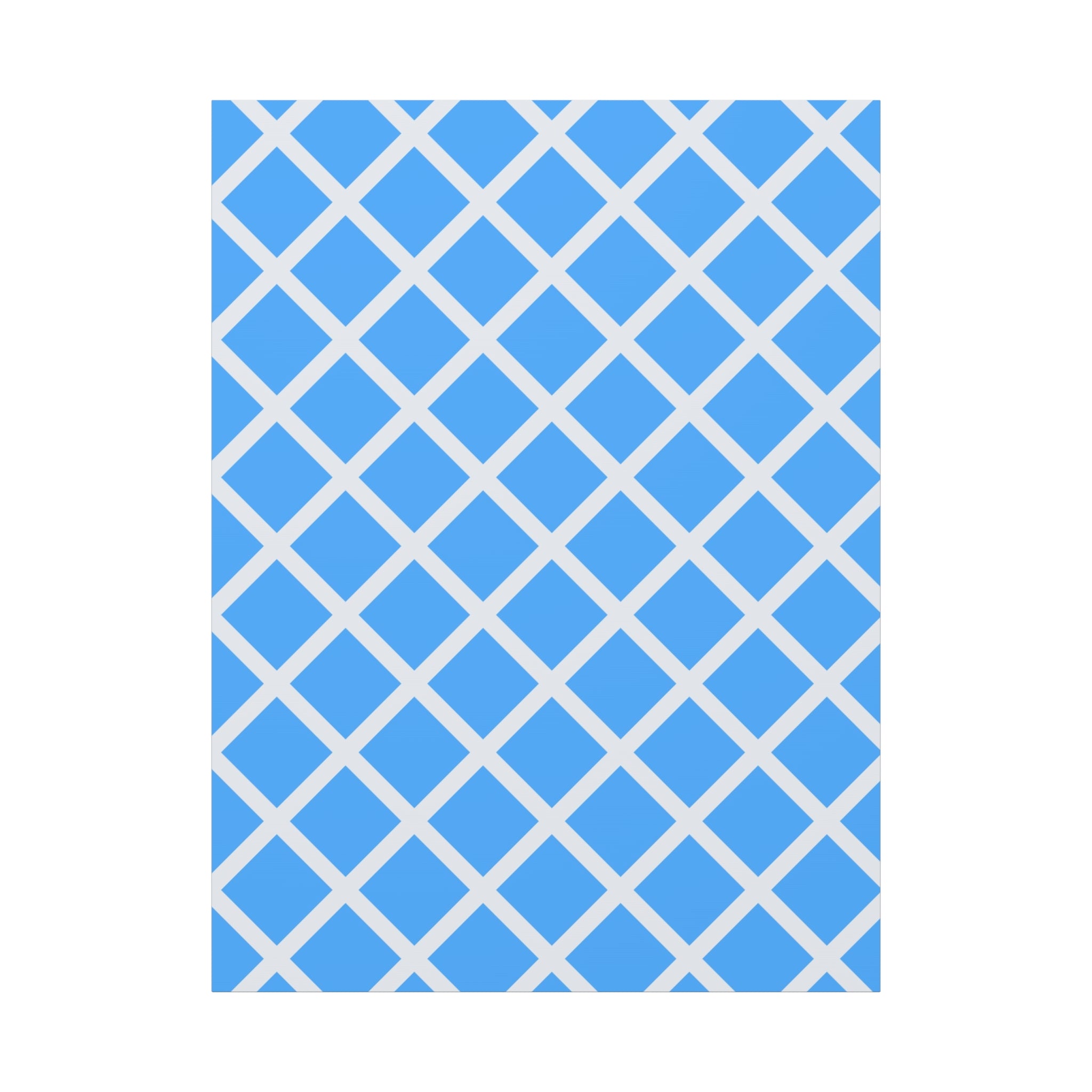 Sky Blue Diamond Grid Matte Canvas Art