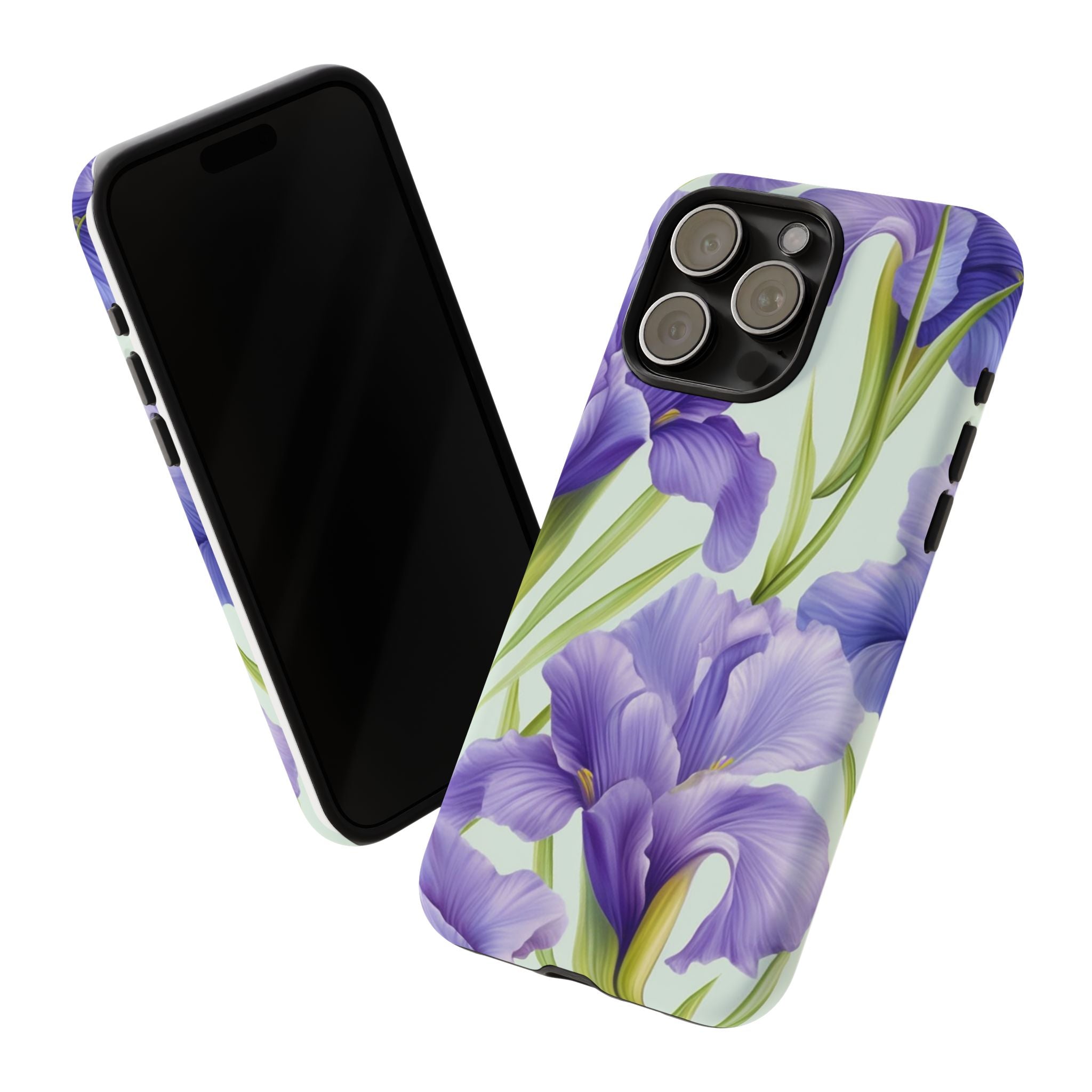 Purple Iris Floral iPhone Case - Hexagon Stone