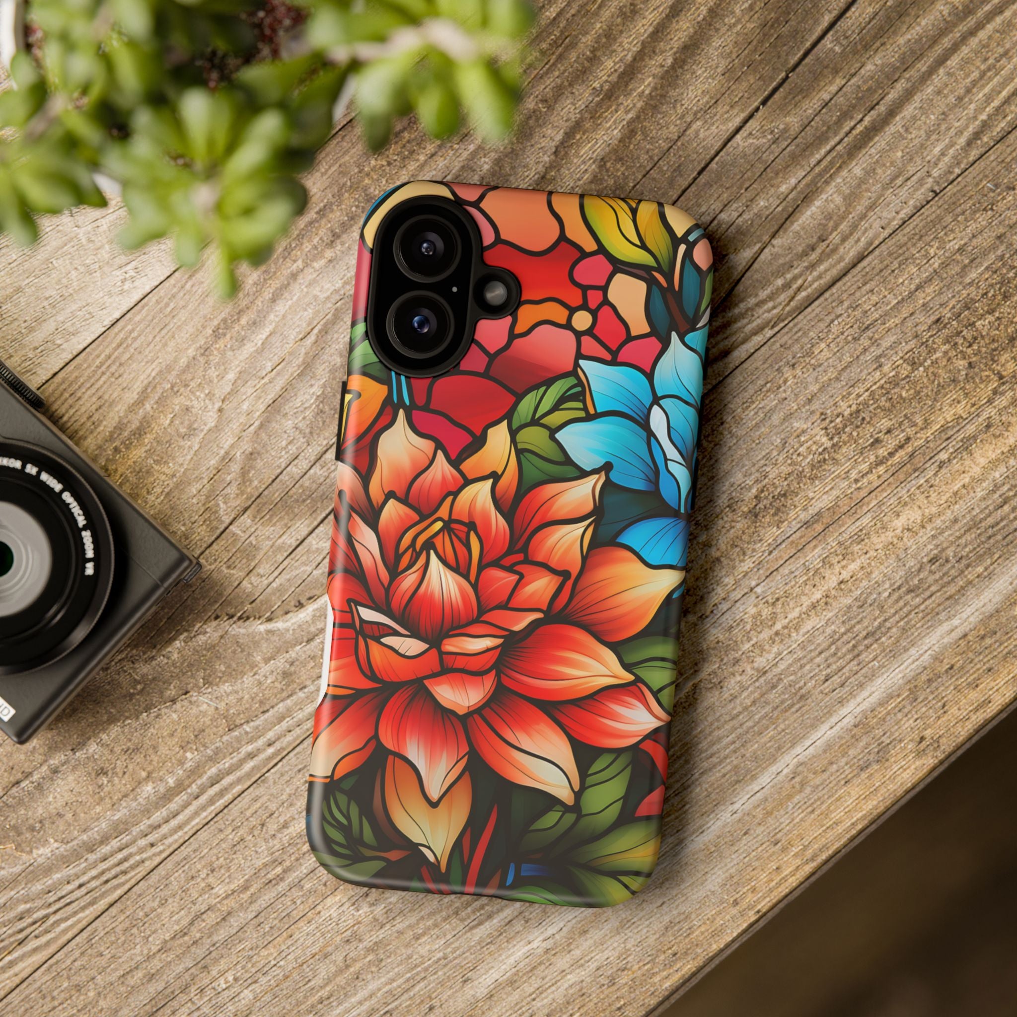 Stained Glass Floral iPhone Case - Hexagon Stone